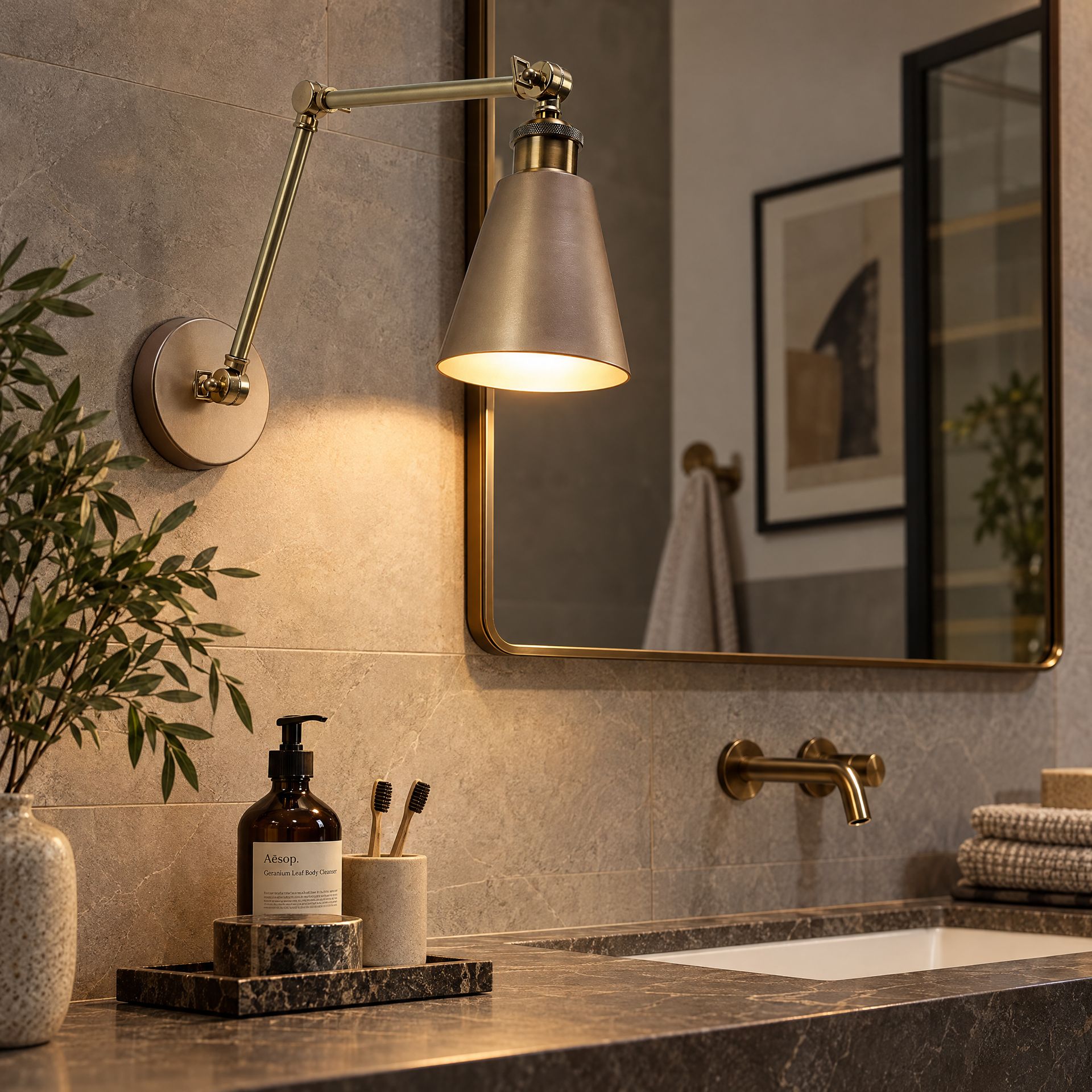Livspace Lyon Brass Metal Wall Light | Brass