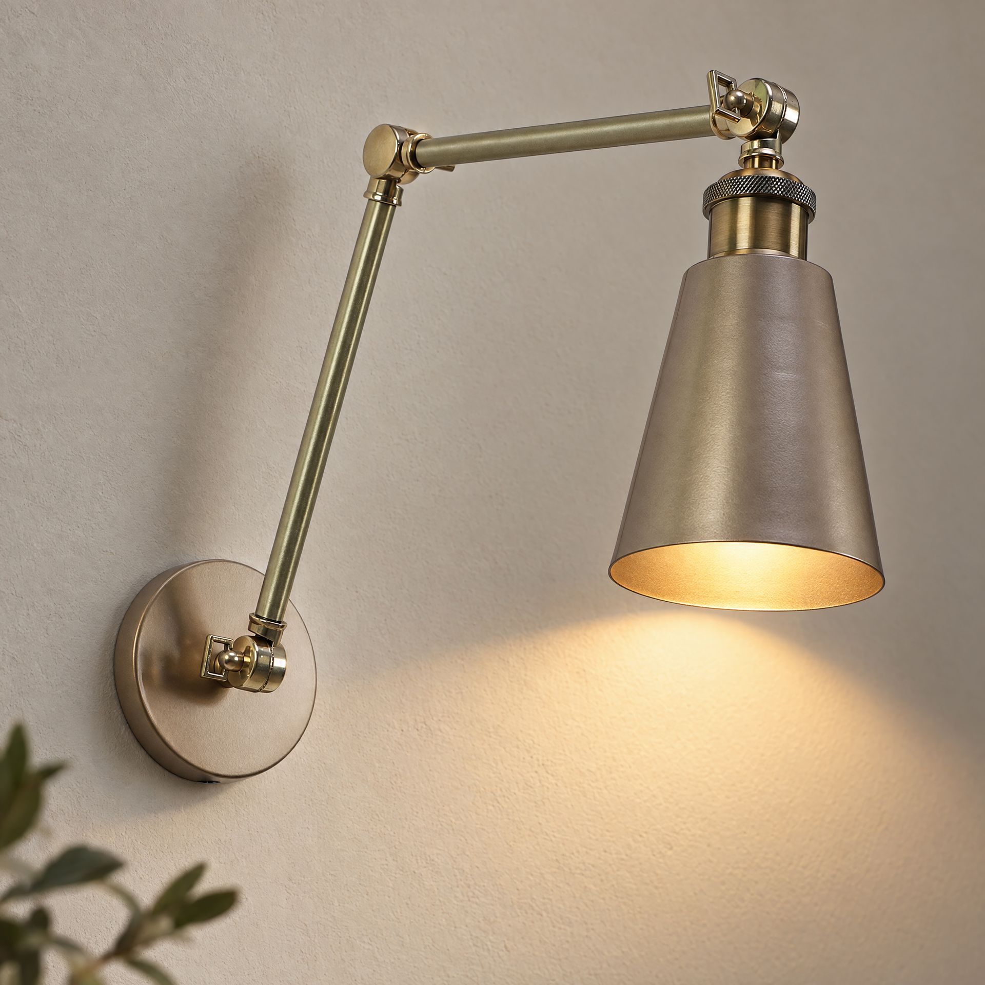 Livspace Lyon Brass Metal Wall Light | Brass