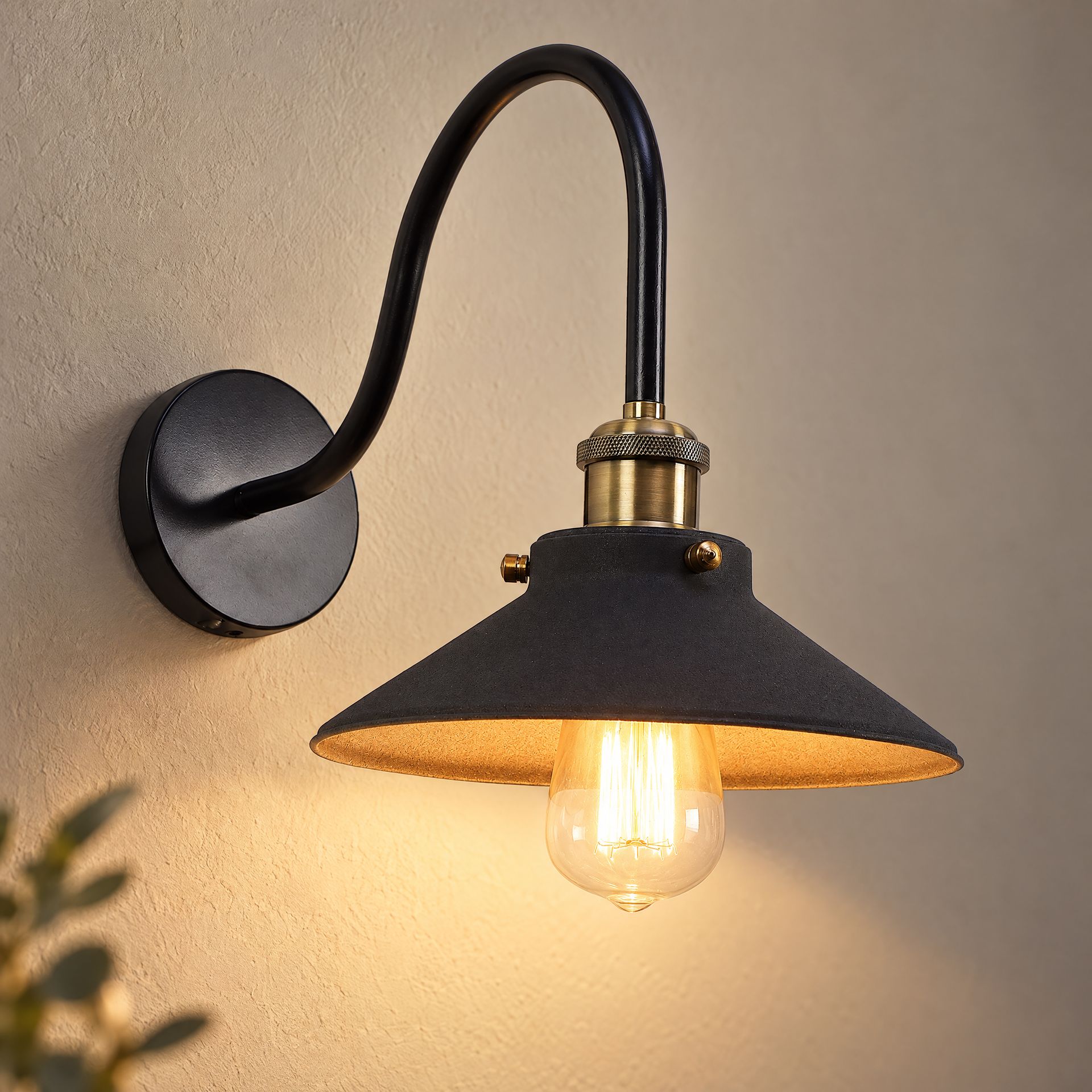 Livspace Matera Black Metal Wall Light | Black