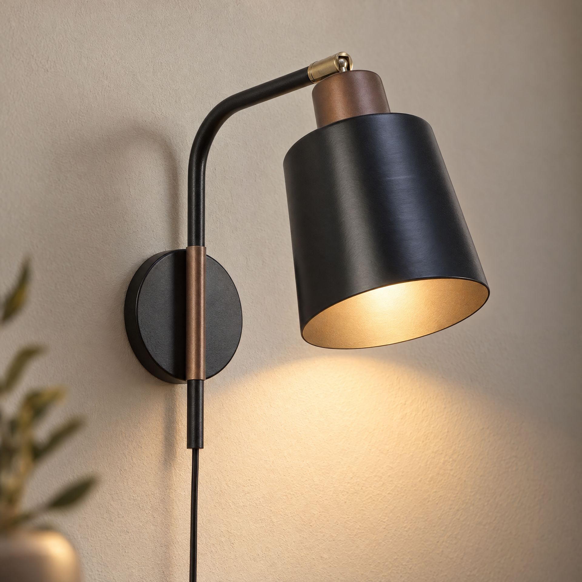 Livspace Milan Black Metal Wall Light | Black