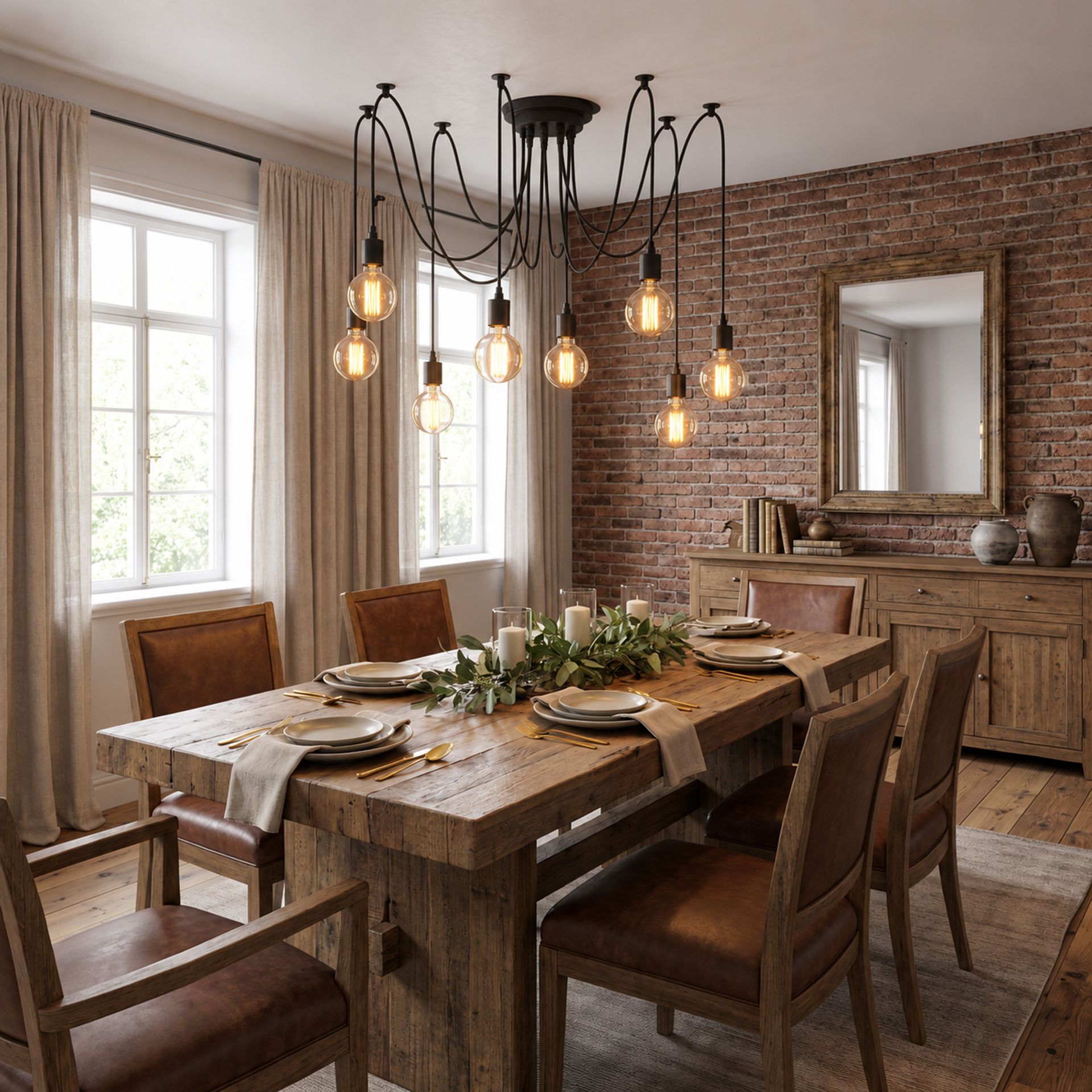 Livspace Modern 8 Bulb 8 Head Chandelier | Black
