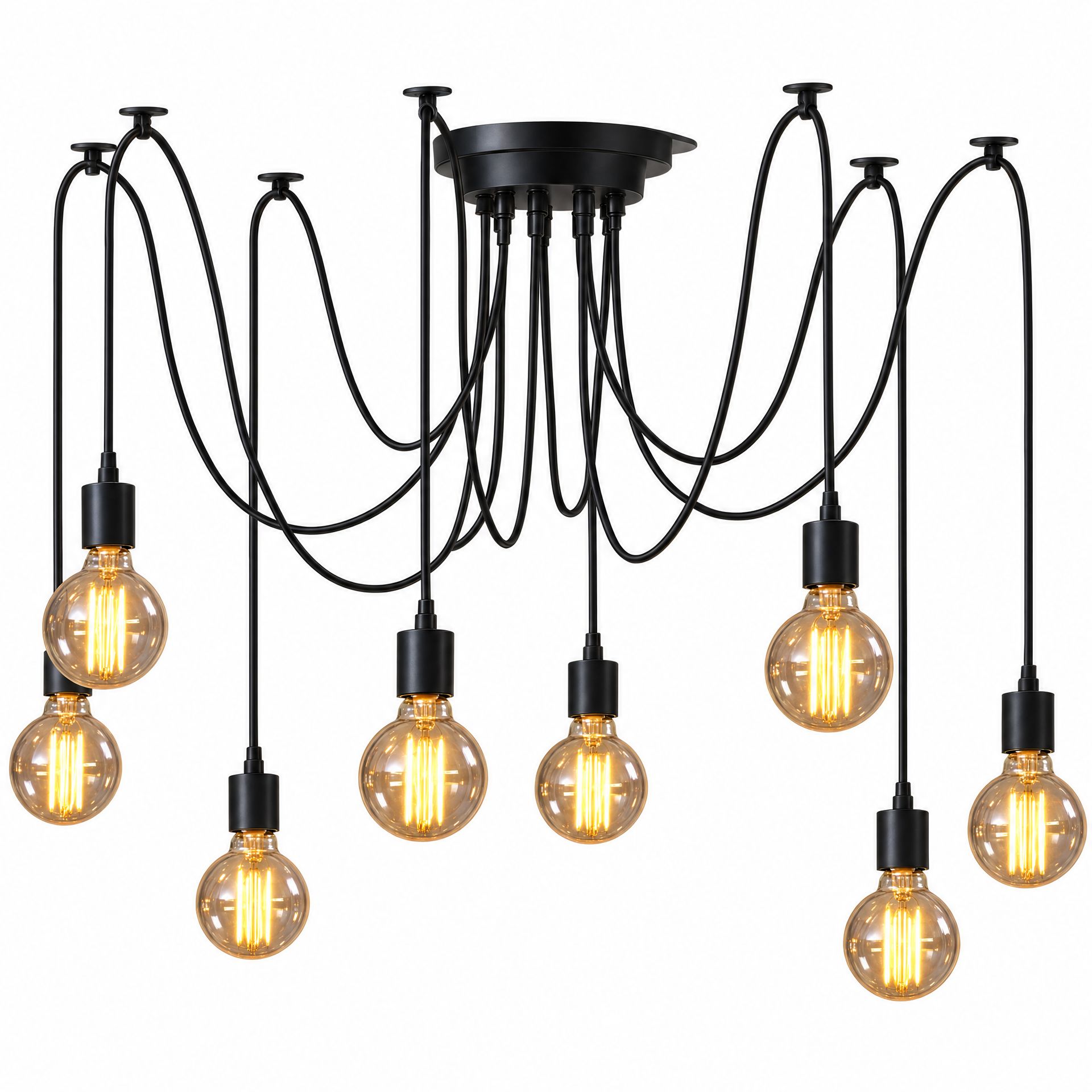 Livspace Modern 8 Bulb 8 Head Chandelier | Black