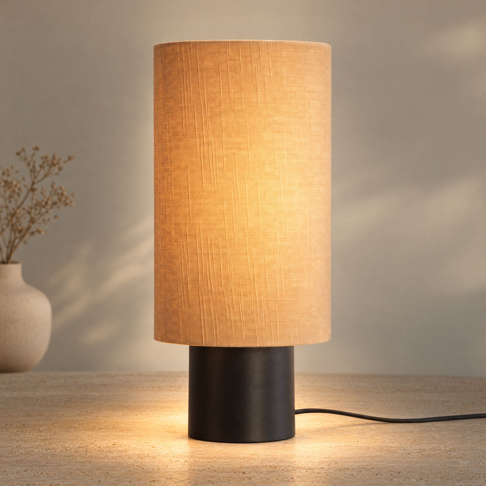 Livspace Modern Cylinder Table Lamp | Black