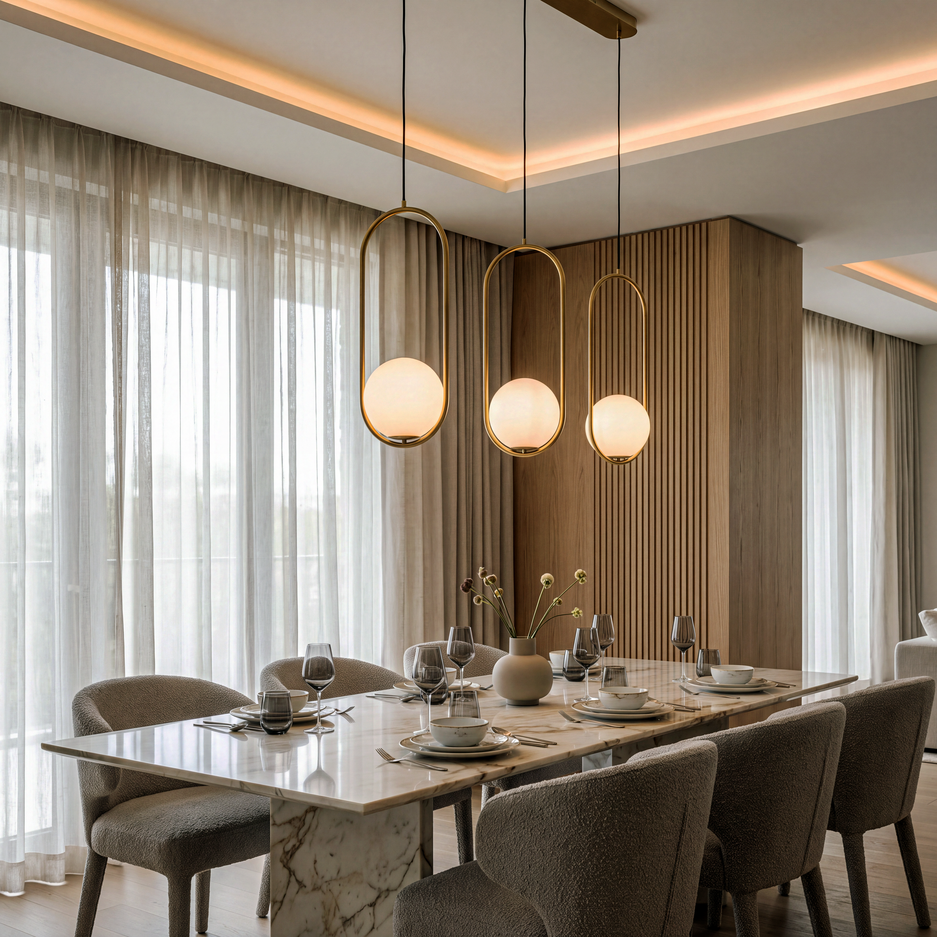 Livspace Orbis Loop Pendant Pendant | White + Gold