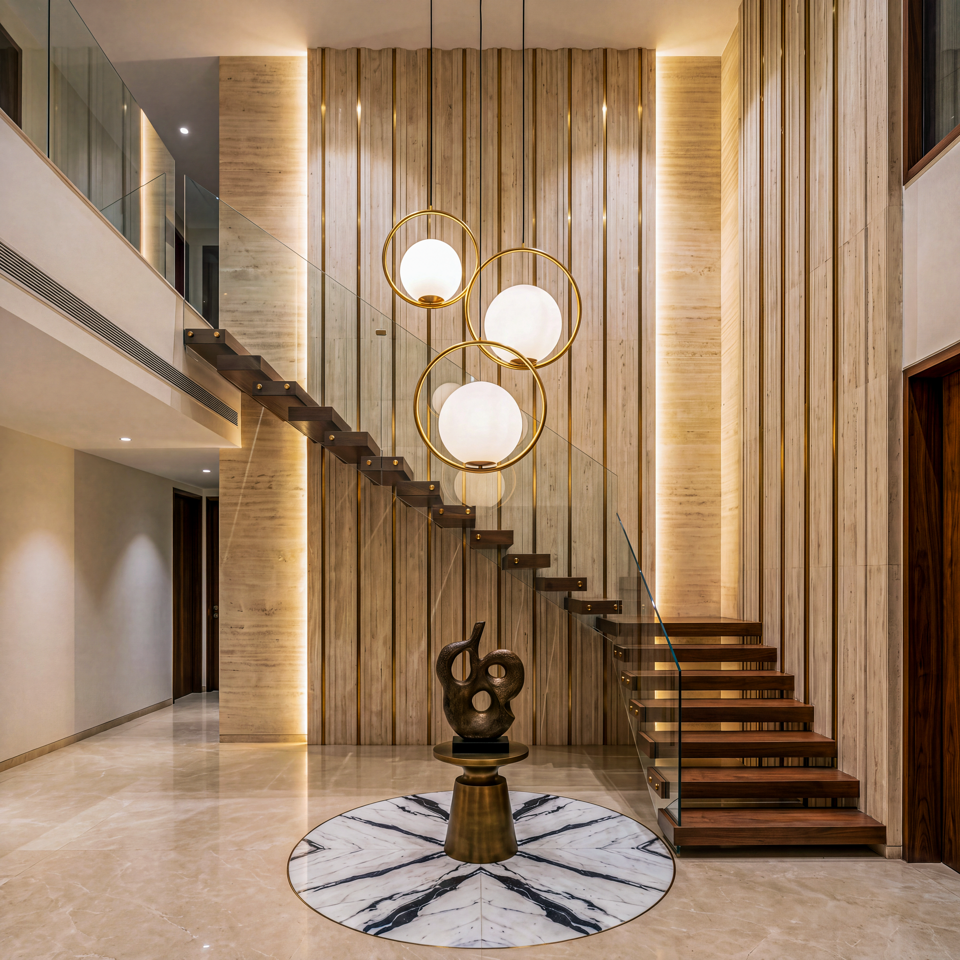 Livspace Orbis Ring Pendant Pendant | White + Gold