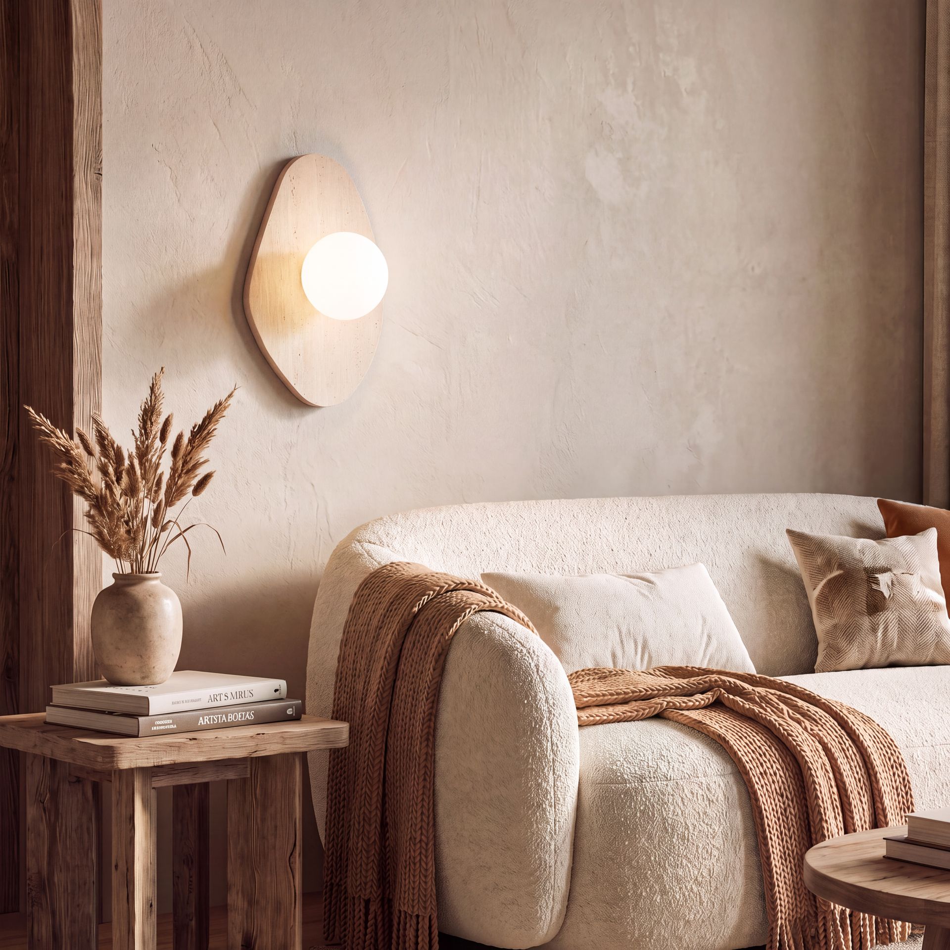 Livspace Ostra Wall Light | Wooden + White