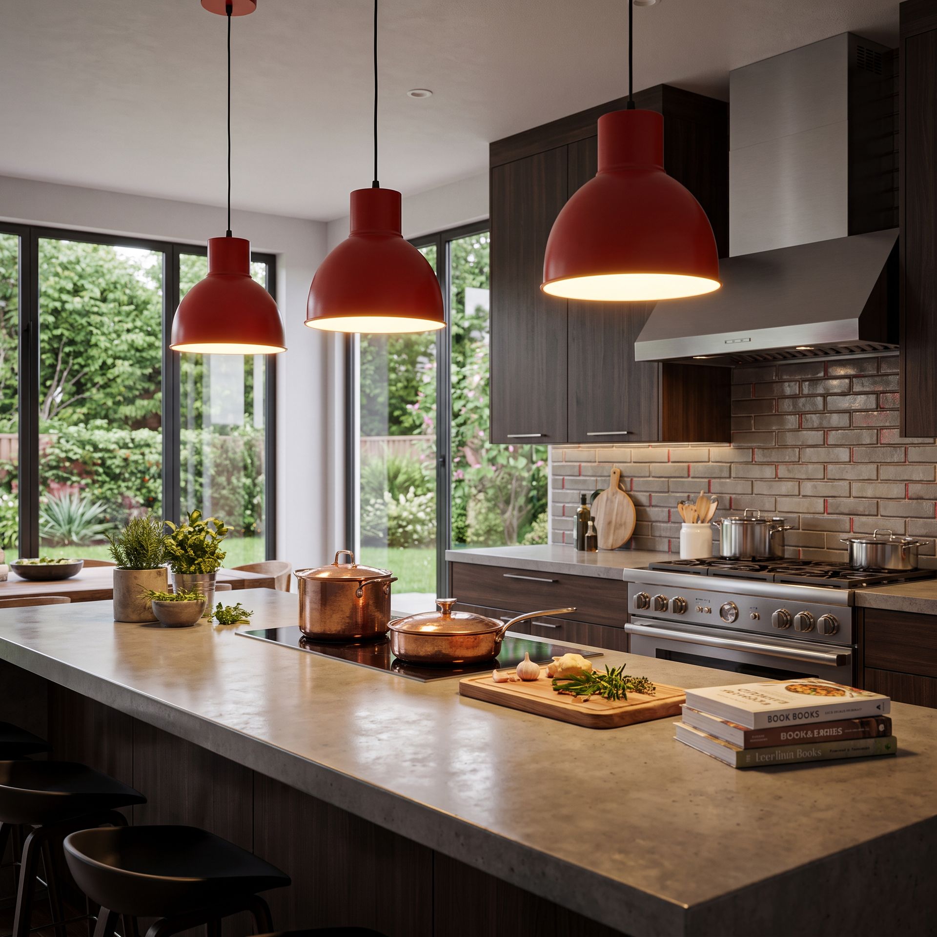 Livspace Otro Opi Red Metal Pendant Light | Orange
