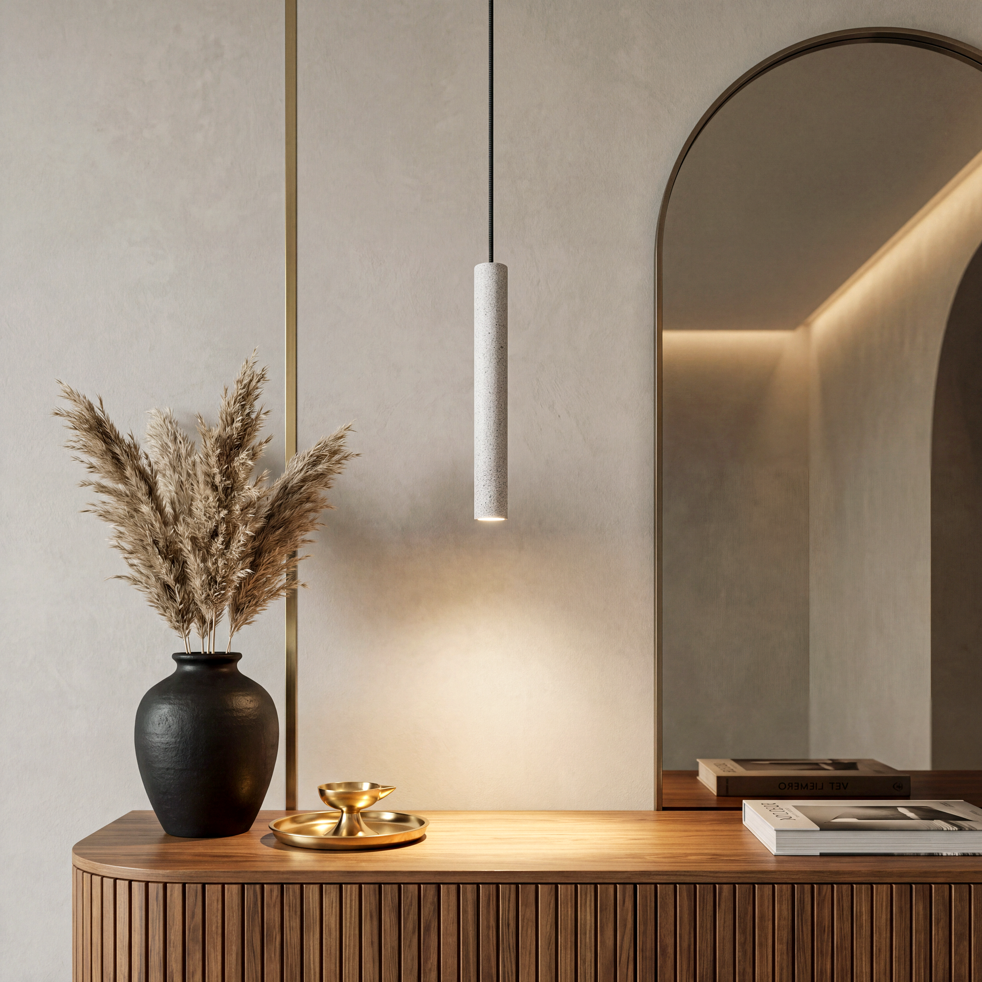 Livspace Pillar Pendant | White