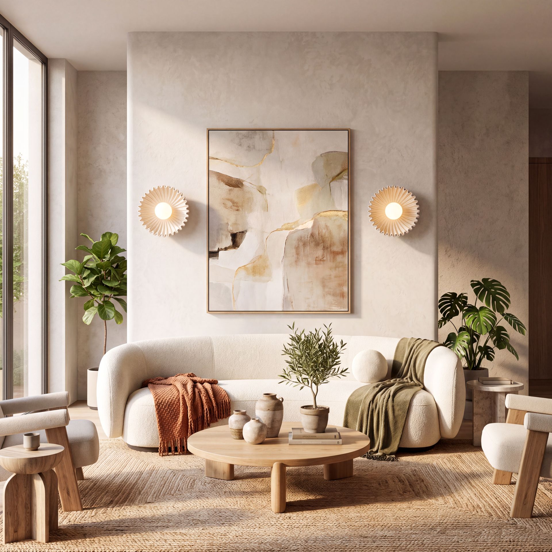 Livspace Reef Wall Light | Beige + White