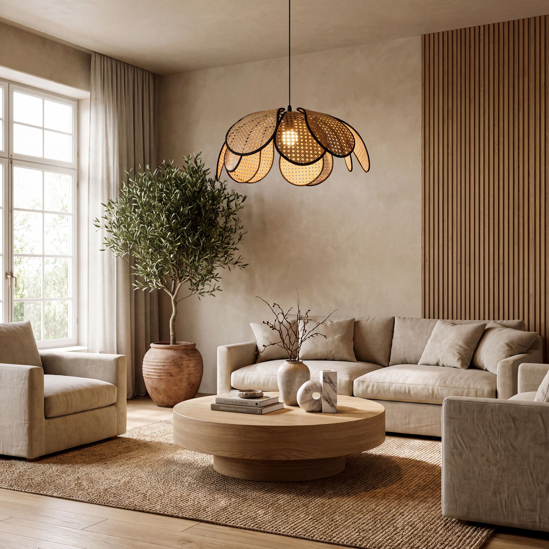 Livspace Rosette Pendant | Natural Beige