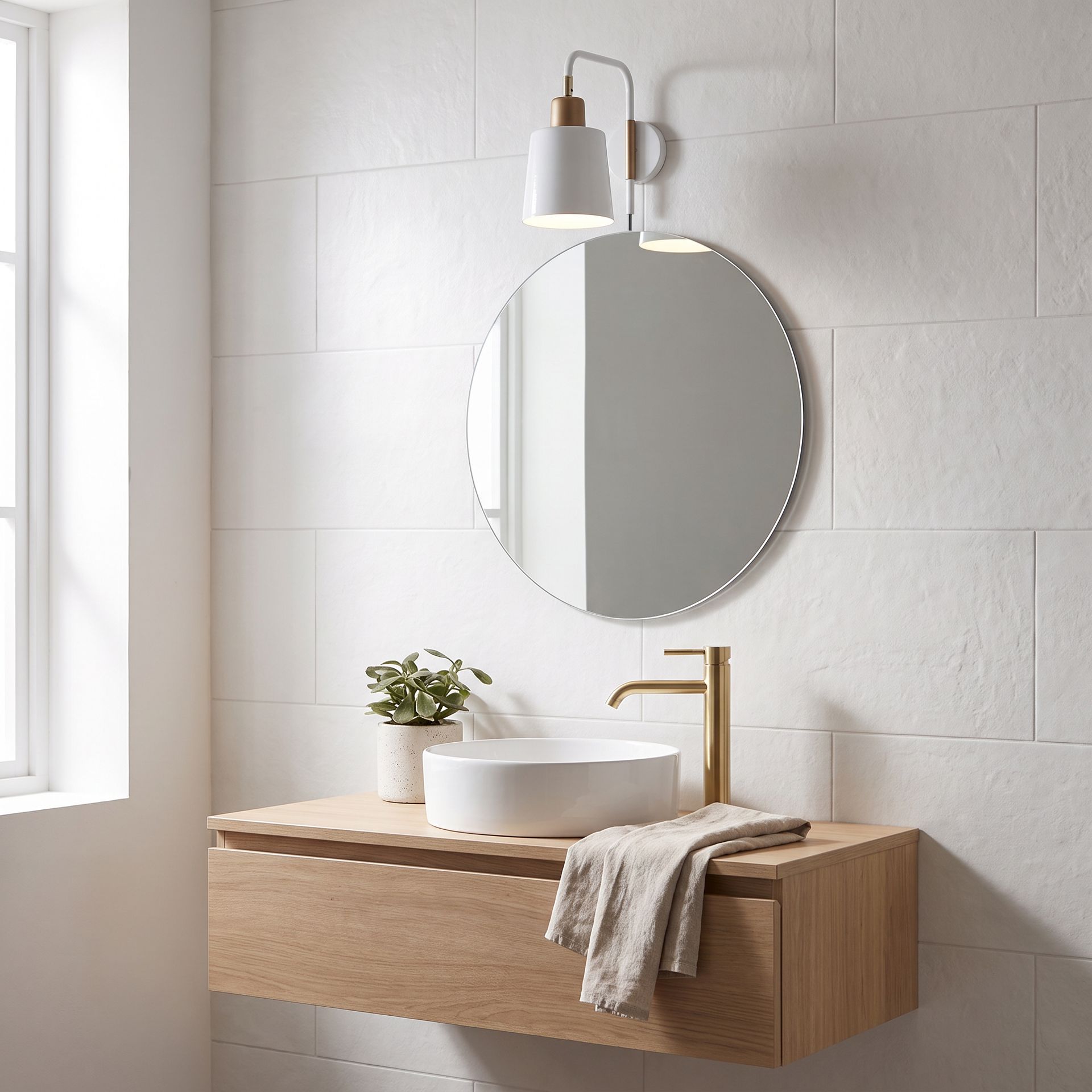 Livspace Siena White Metal Wall Light | White