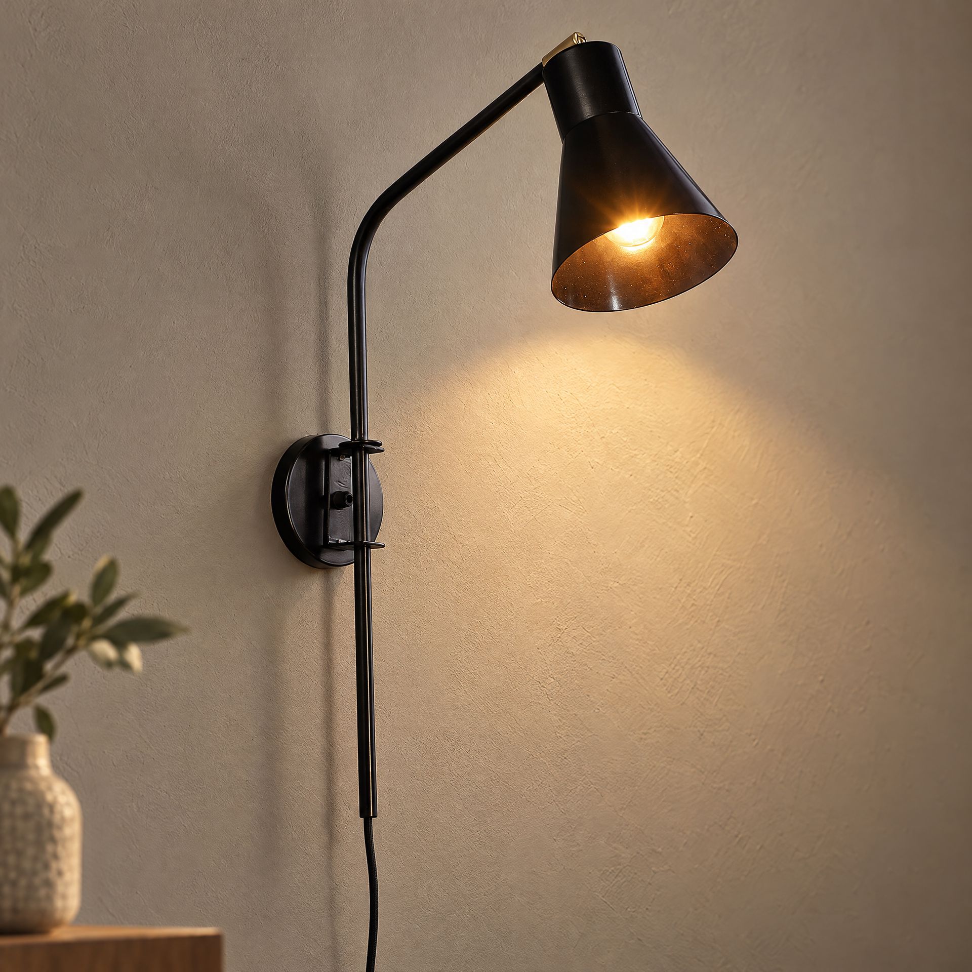 Livspace Taranto Black Metal Wall Light | Black