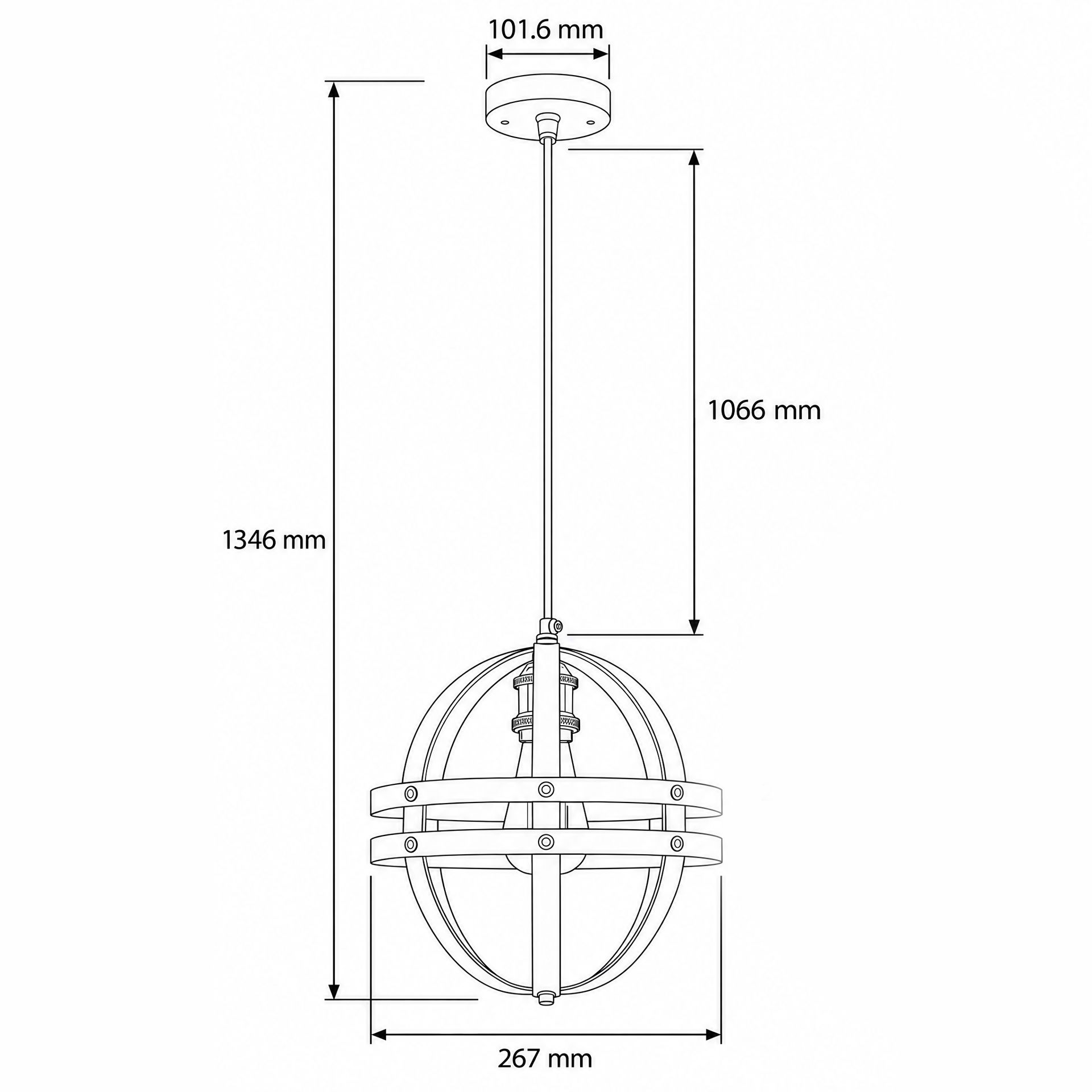 Livspace Vanessa Black Metal Pendant Light | Black