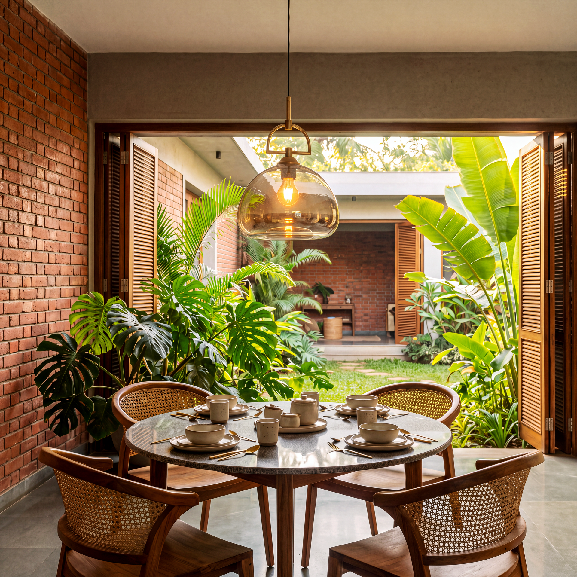 Livspace Vault Pendant | Amber + Brass