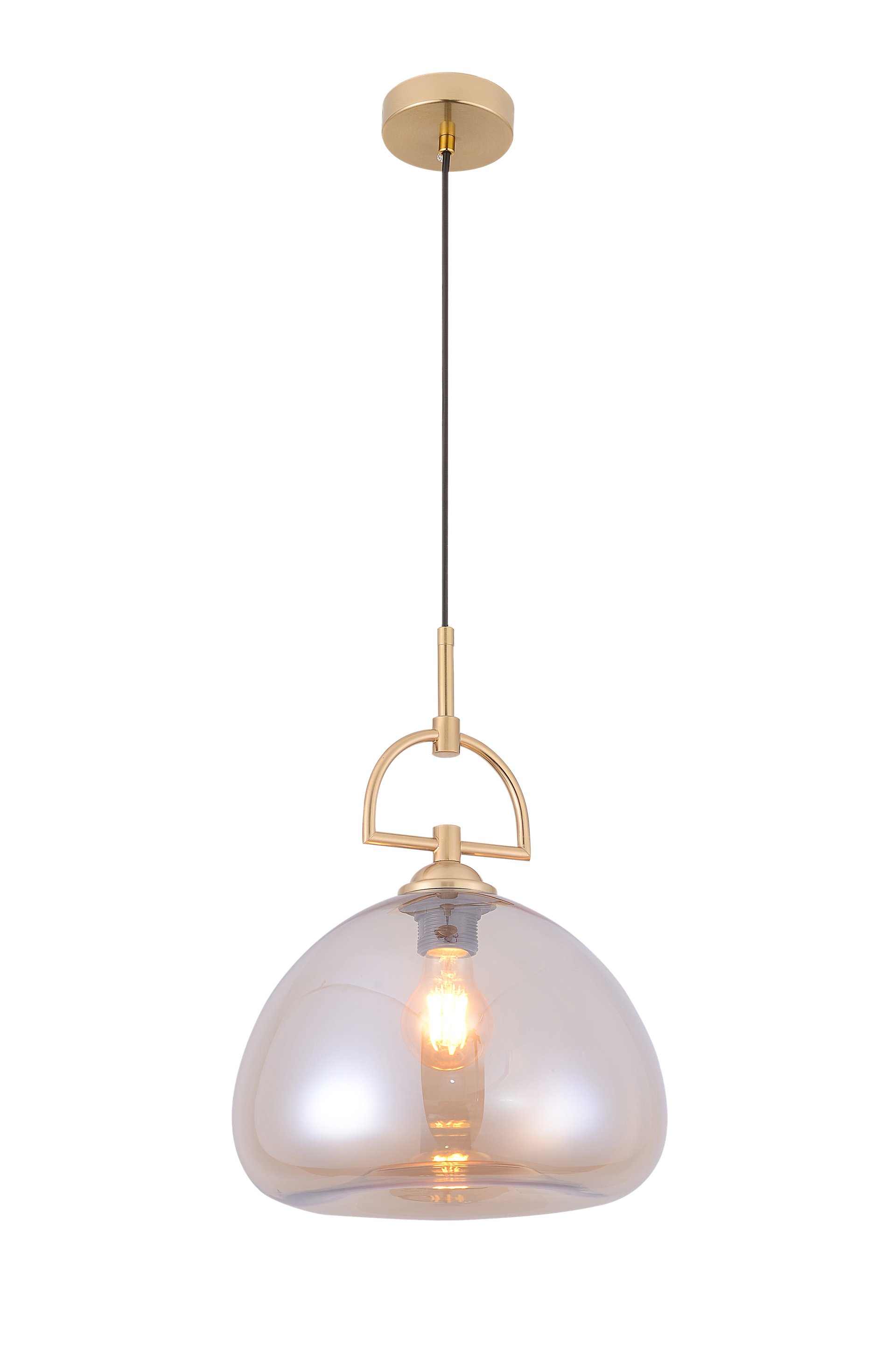 Livspace Vault Pendant | Amber + Brass