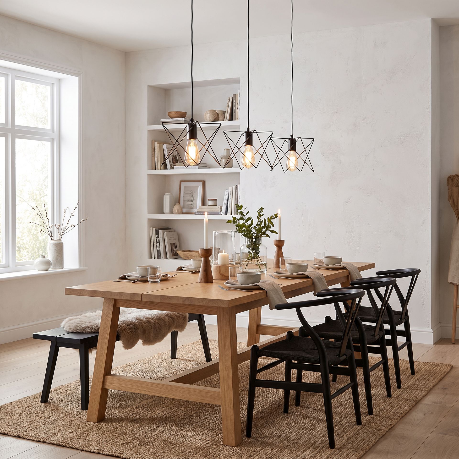 Livspace Ziva Nordic Black Metal Pendant Light | Black