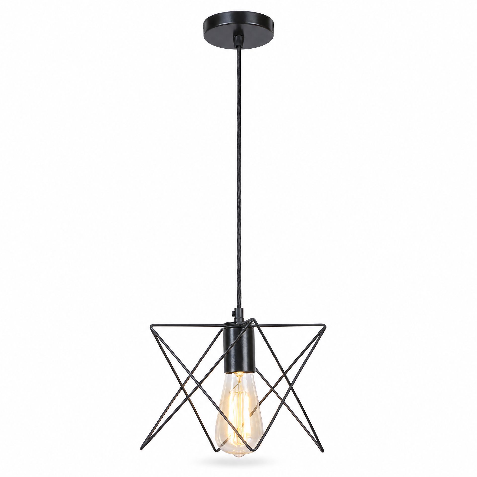 Livspace Ziva Nordic Black Metal Pendant Light | Black