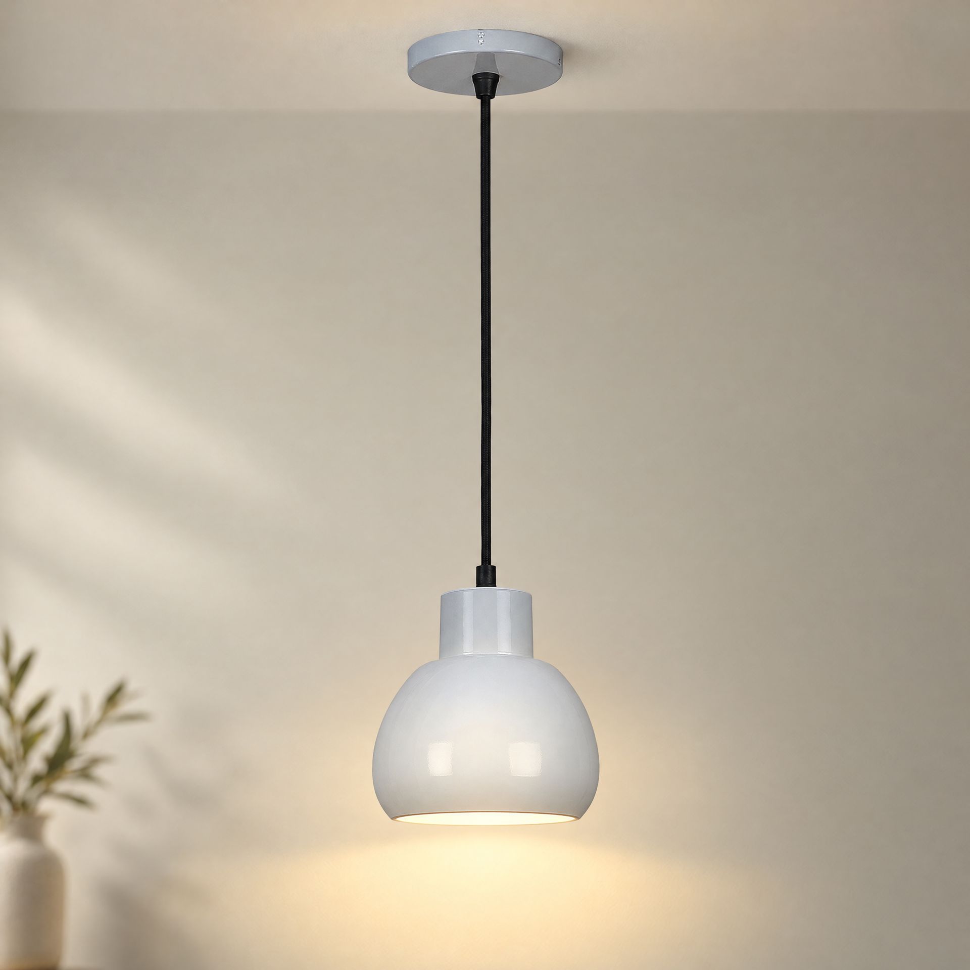 Livspace Zulia Apple White Metal Pendant Light | White