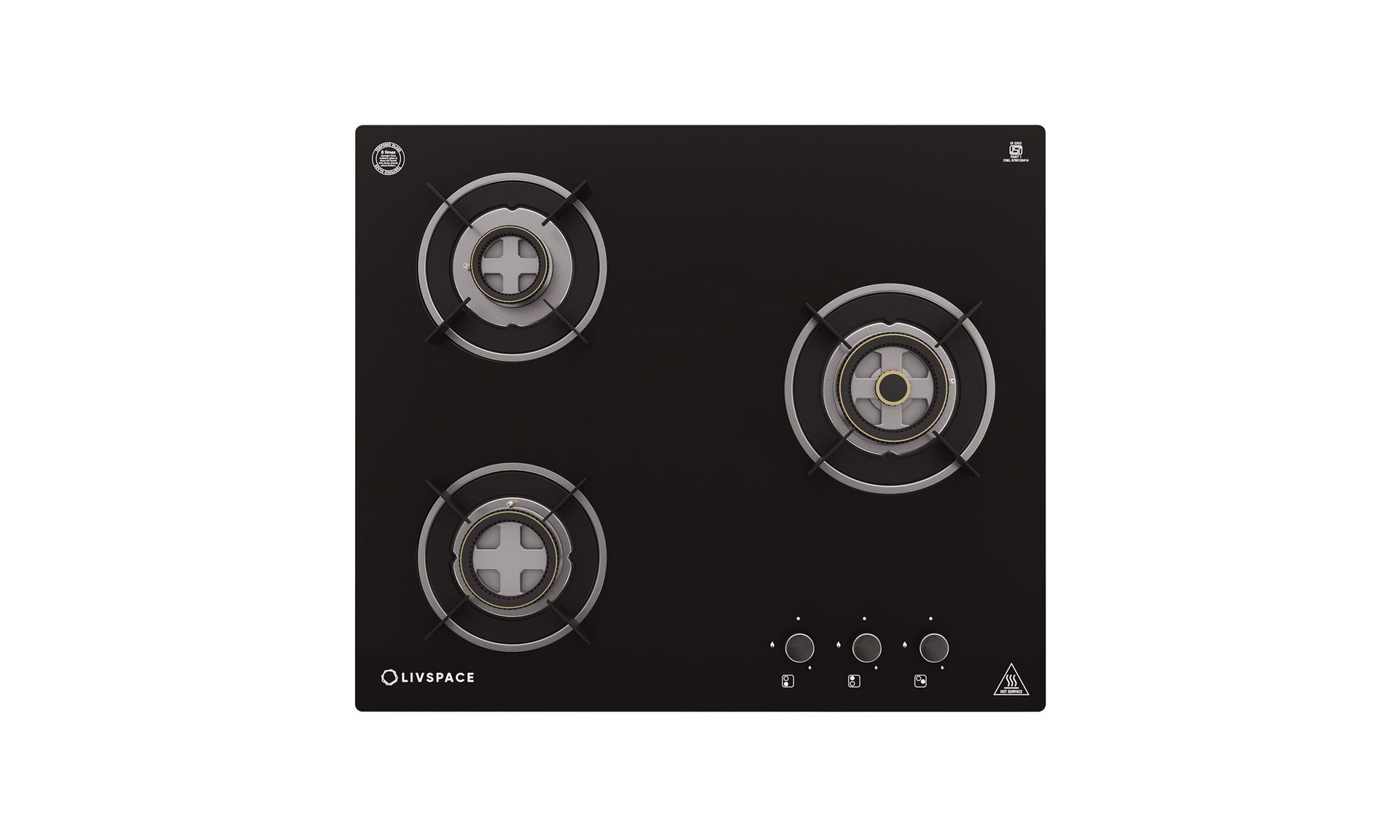 Optima Gloss 3-burner Brass Hob | Auto Ignition - 60 cm