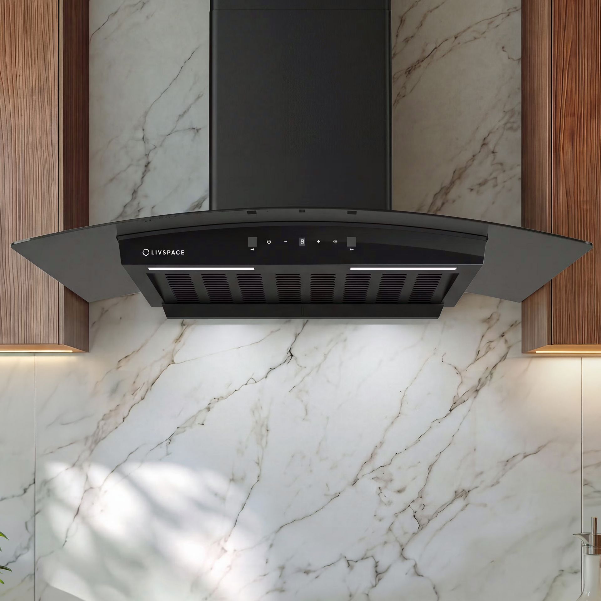 Optima 60 cm Curved Chimney | Ducted 1200 m3/h Suction | Auto Clean