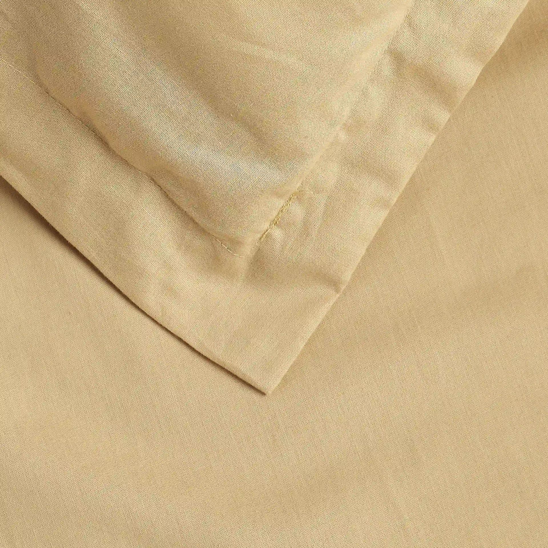 Solid Dyed 144 TC 100% Cotton Beige Double Bedsheet Set | Paleto