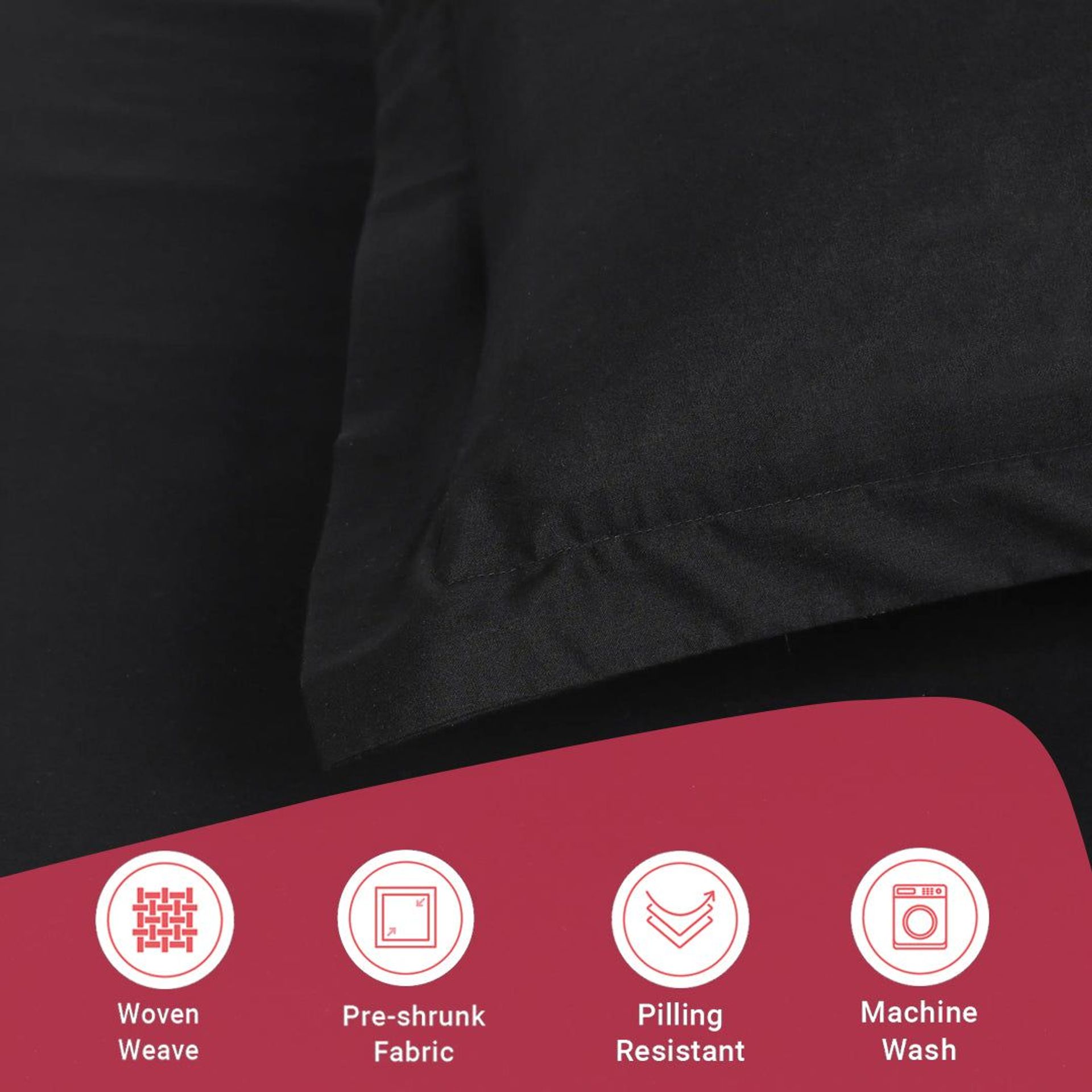 Solid Dyed 144 TC 100% Cotton Black Single Bedsheet Set | Paleto