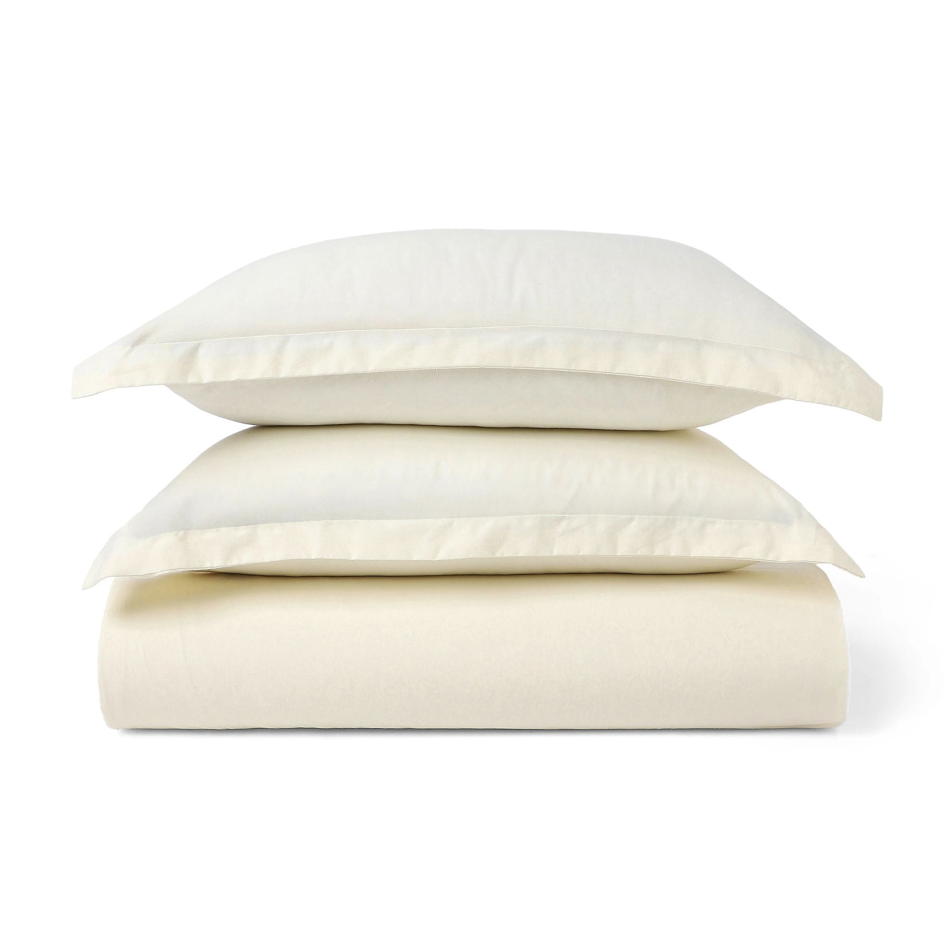 Solid Dyed 144 TC 100% Cotton Ivory Super King Bedsheet Set | Paleto