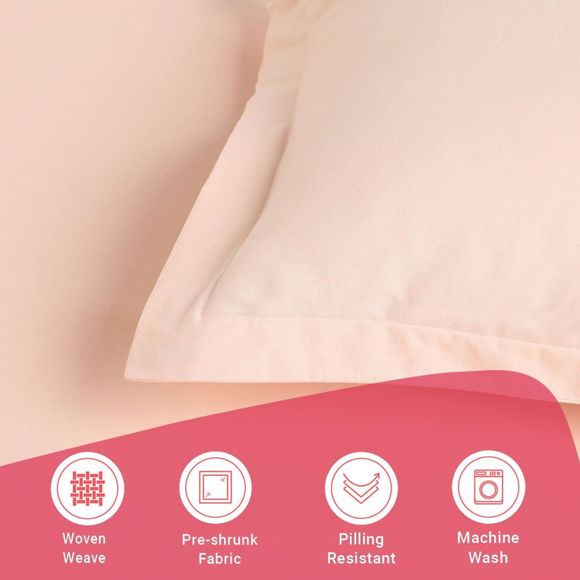 Solid Dyed 144 TC 100% Cotton Veiled Rose Double Bedsheet Set | Paleto