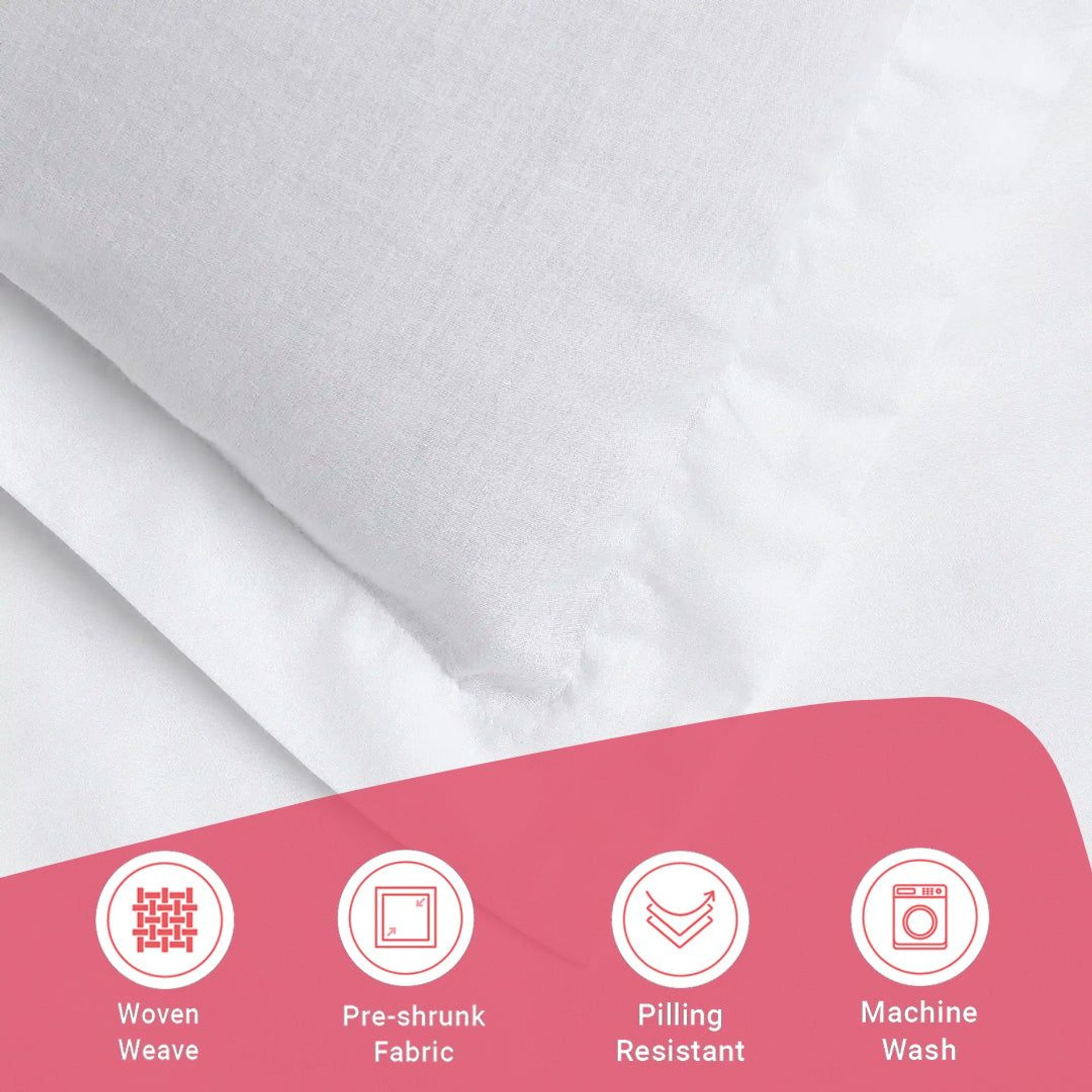 Solid Dyed 144 TC 100% Cotton White Double Bedsheet Set | Paleto