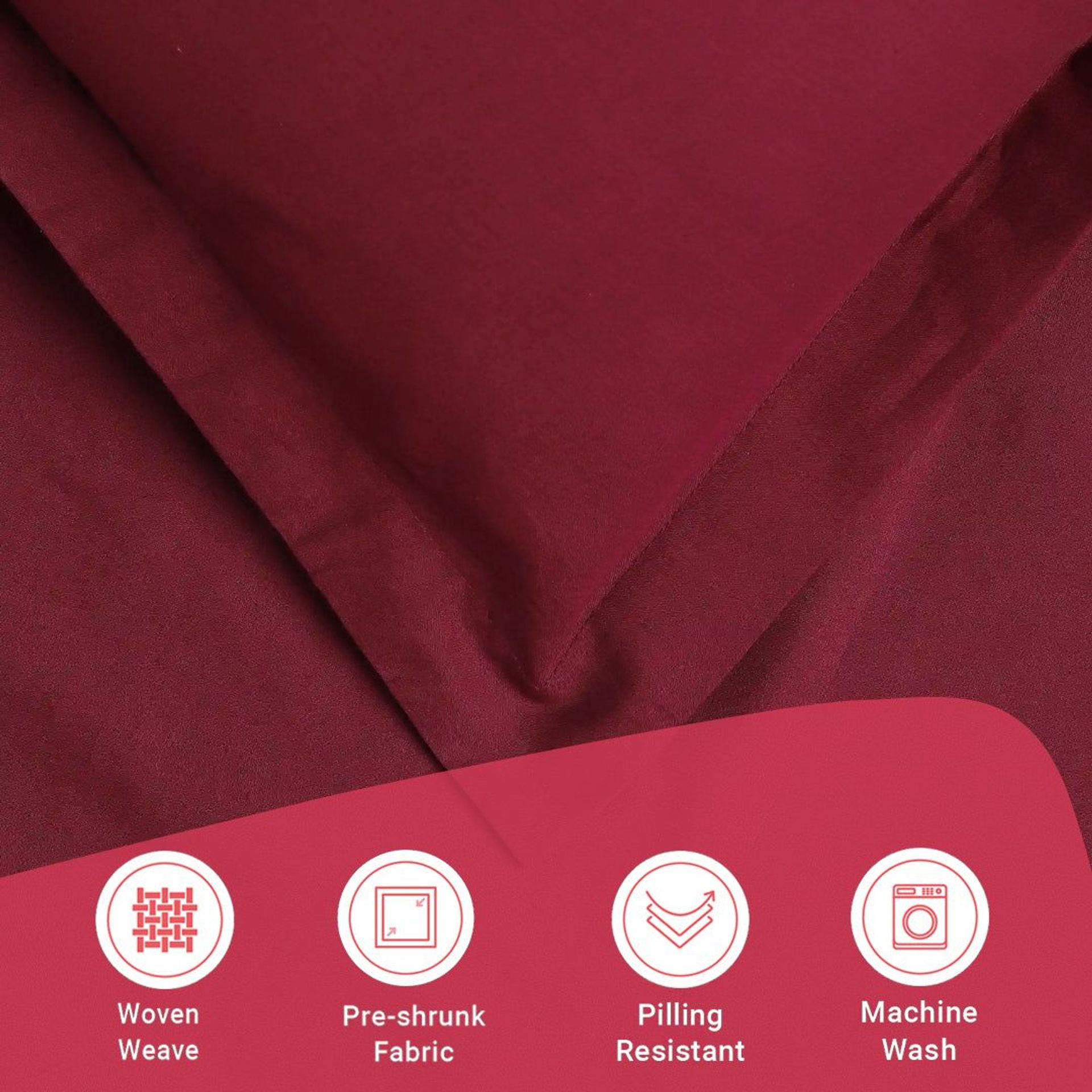 Solid Dyed 144 TC 100% Cotton Windsor Wine Double Bedsheet Set | Paleto