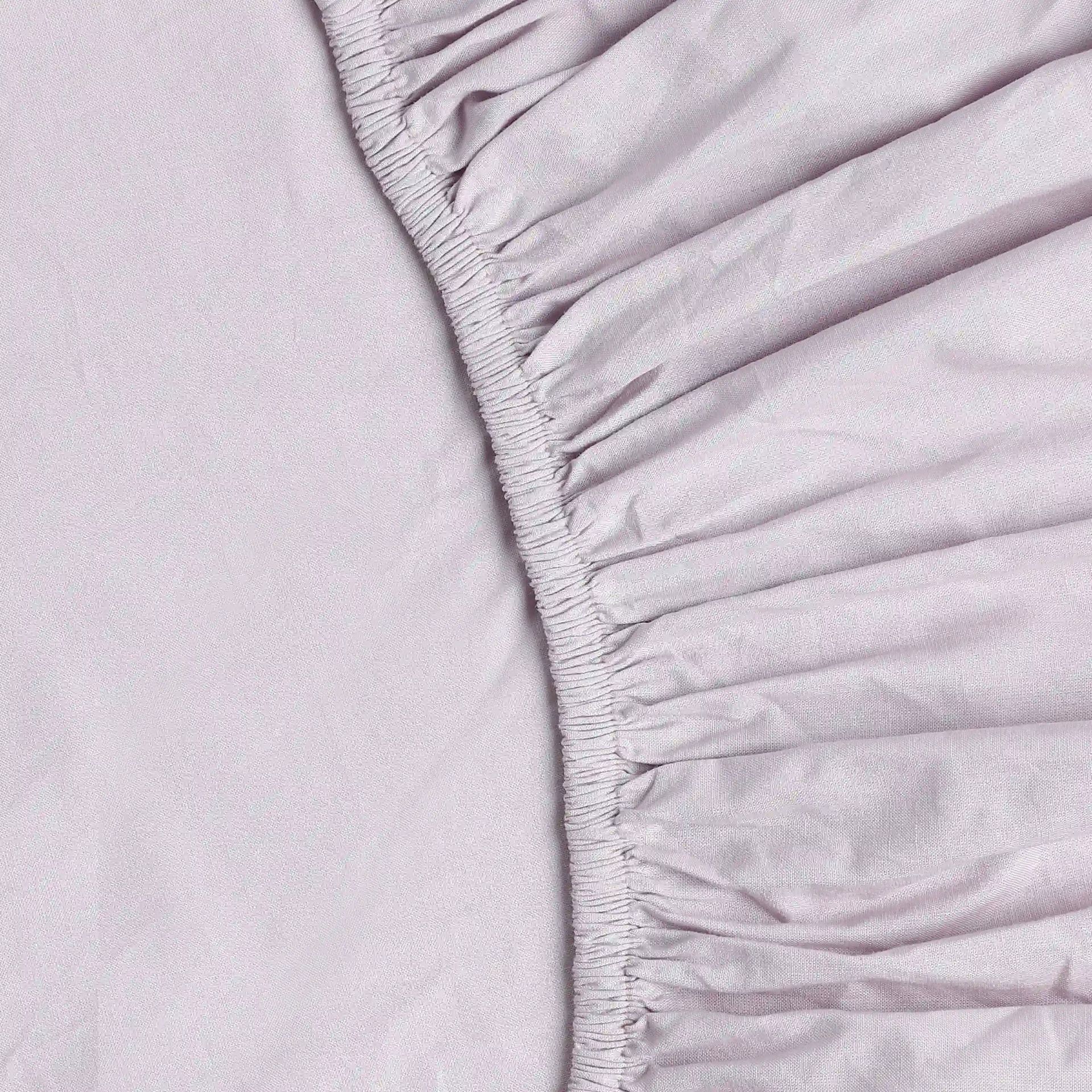 Solid Dyed 144 TC 100% Cotton Grey Lavender King Fitted Sheet Set | Paleto