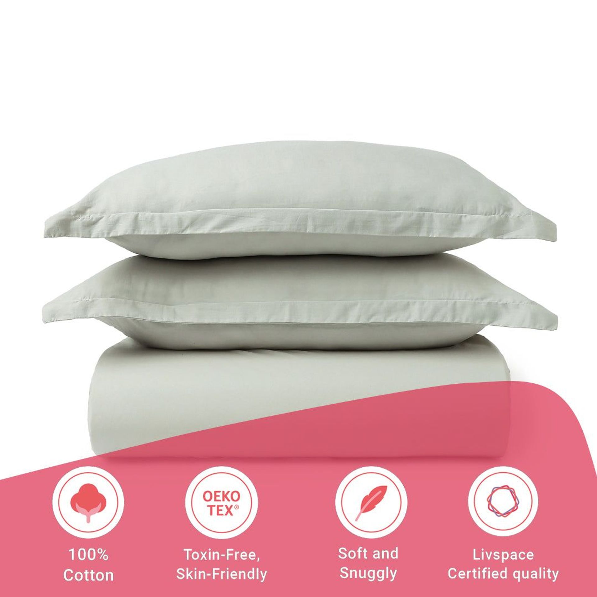 Solid Dyed 144 TC 100% Cotton Silver King Fitted Sheet Set | Paleto