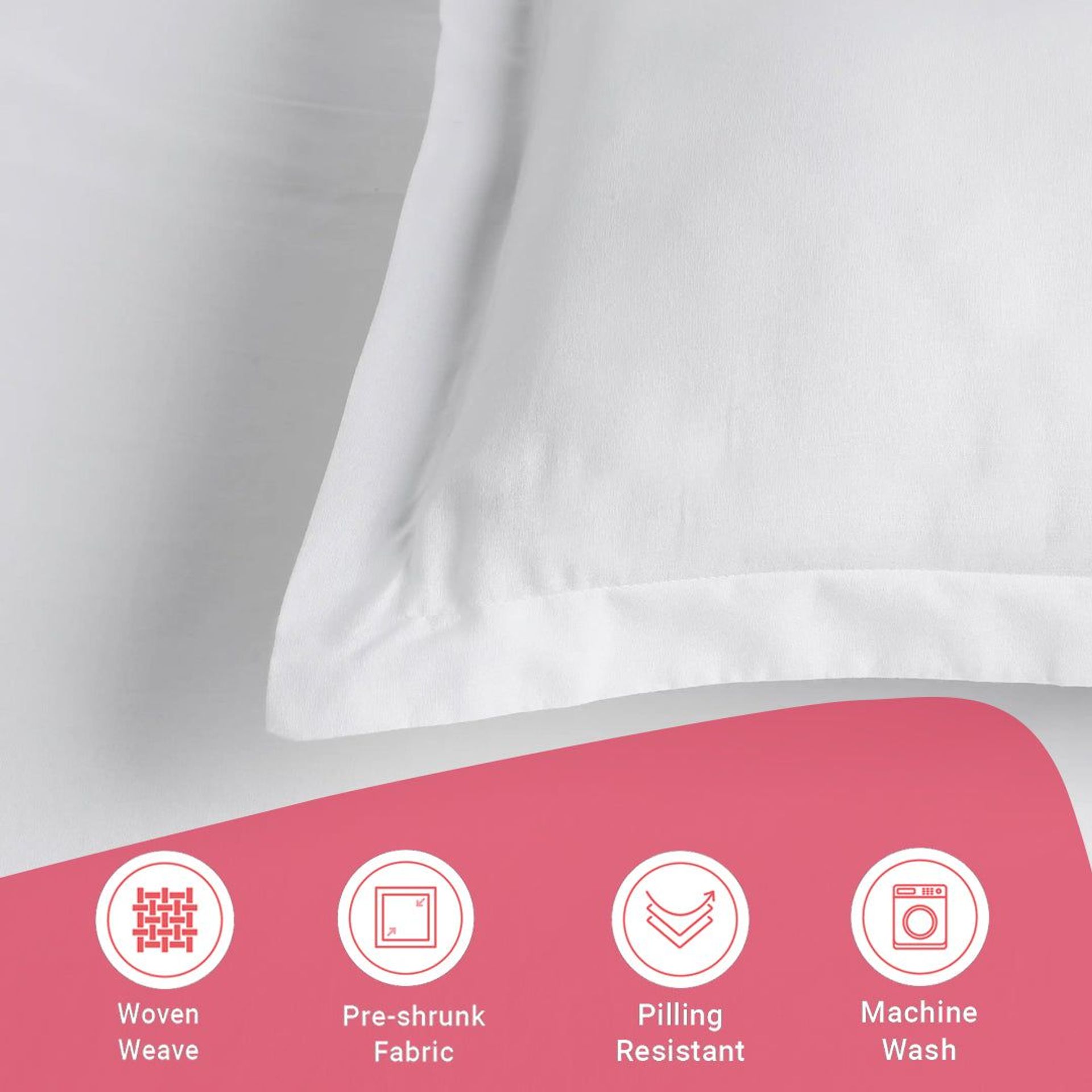 Solid Dyed 144 TC 100% Cotton White Queen Fitted Sheet Set | Paleto