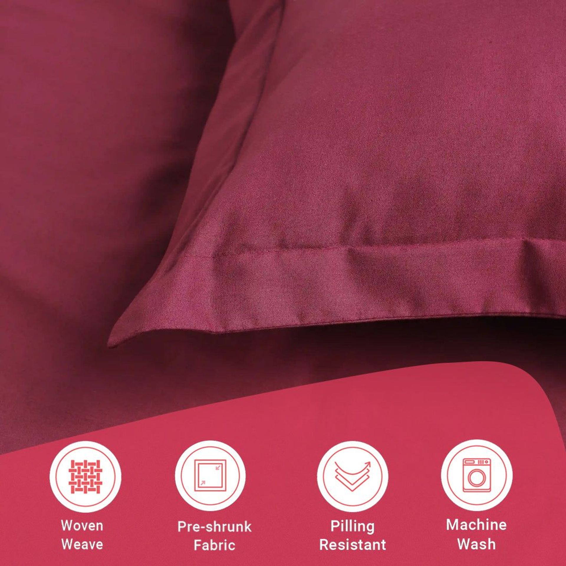 Solid Dyed 144 TC 100% Cotton Windsor Wine King Fitted Sheet Set | Paleto