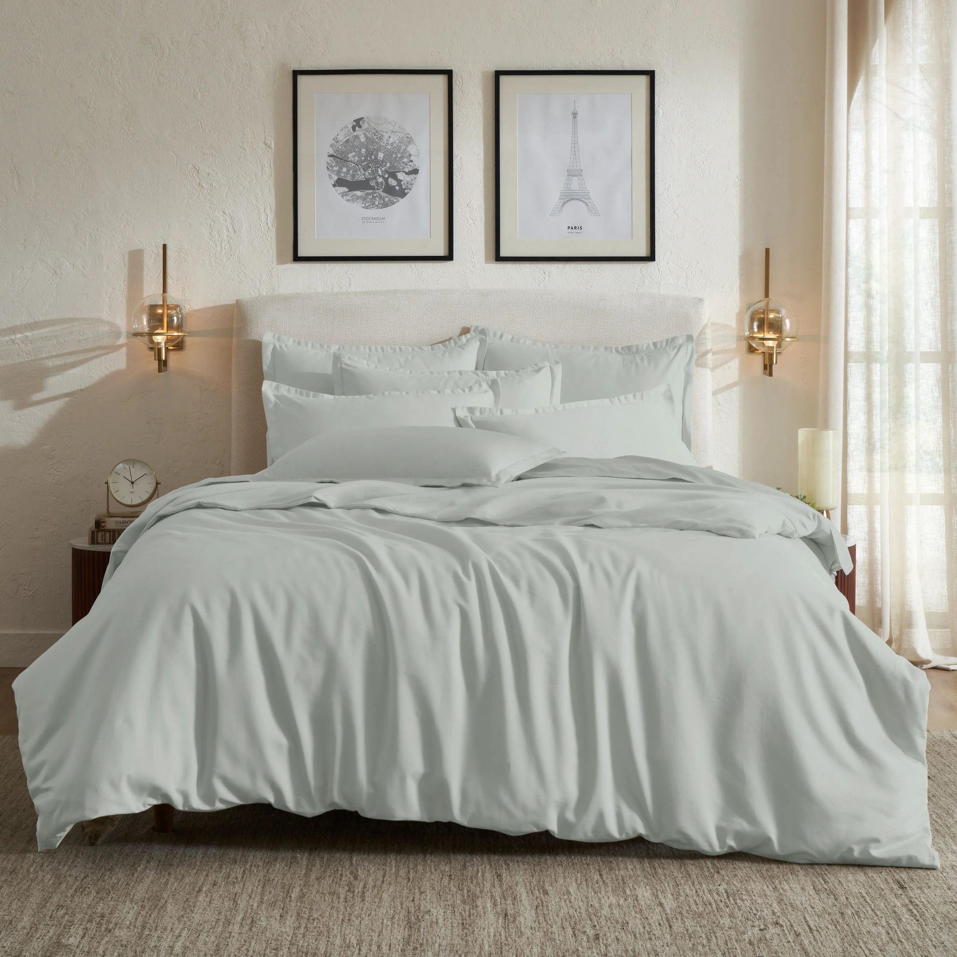 Solid Dyed 800 TC 100% Cotton Silver Super King Bedsheet Set | Pelushe