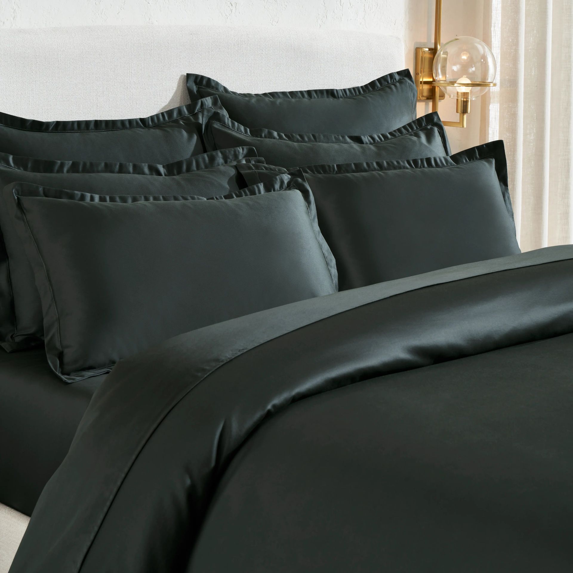 Solid Dyed 800 TC 100% Cotton Dark Grey Super King Bedsheet Set | Pelushe