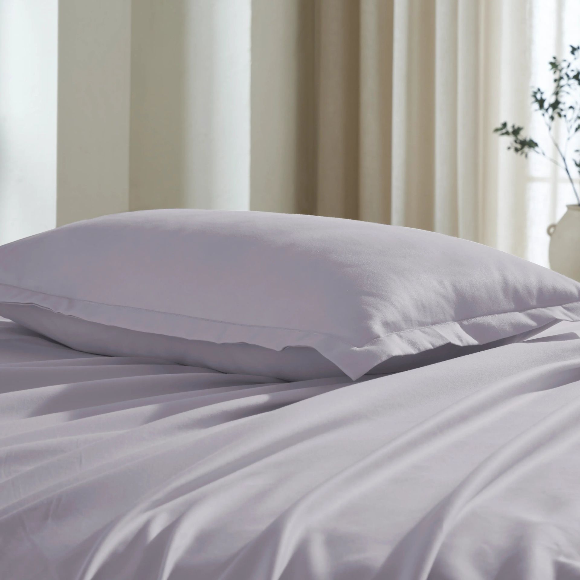 Solid Dyed 800 TC 100% Cotton Grey Lavender Super King Bedsheet Set | Pelushe