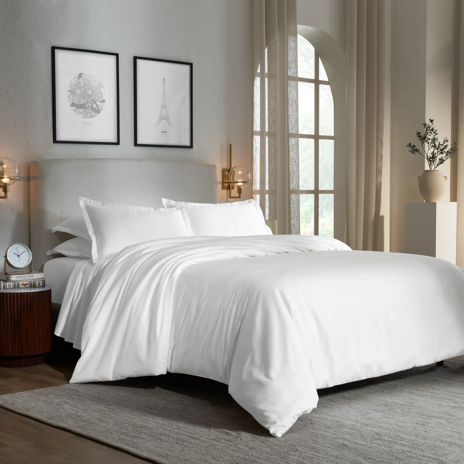 Solid Dyed 800 TC 100% Cotton White King Fitted Sheet Set | Pelushe