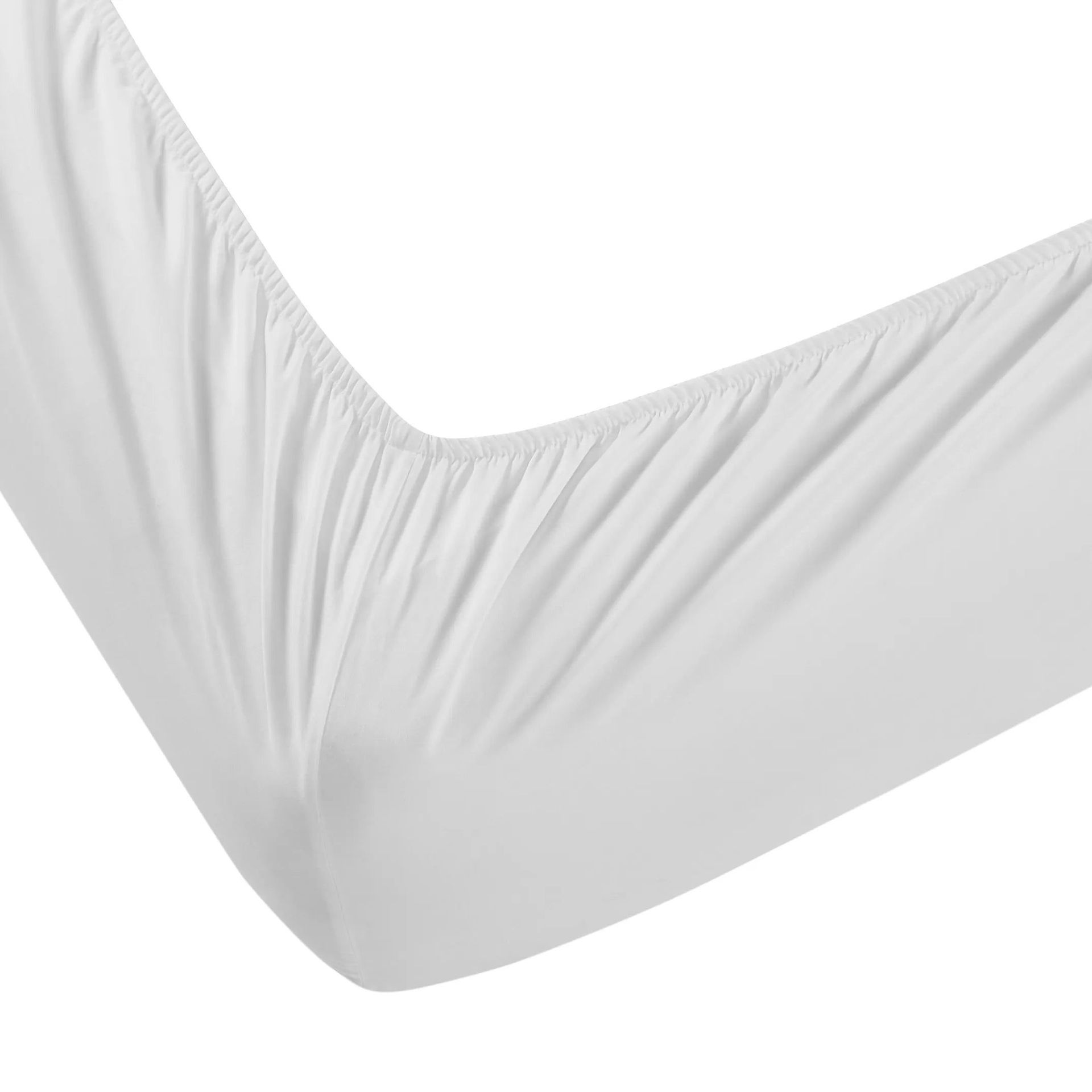 Solid Dyed 800 TC 100% Cotton White King Fitted Sheet Set | Pelushe