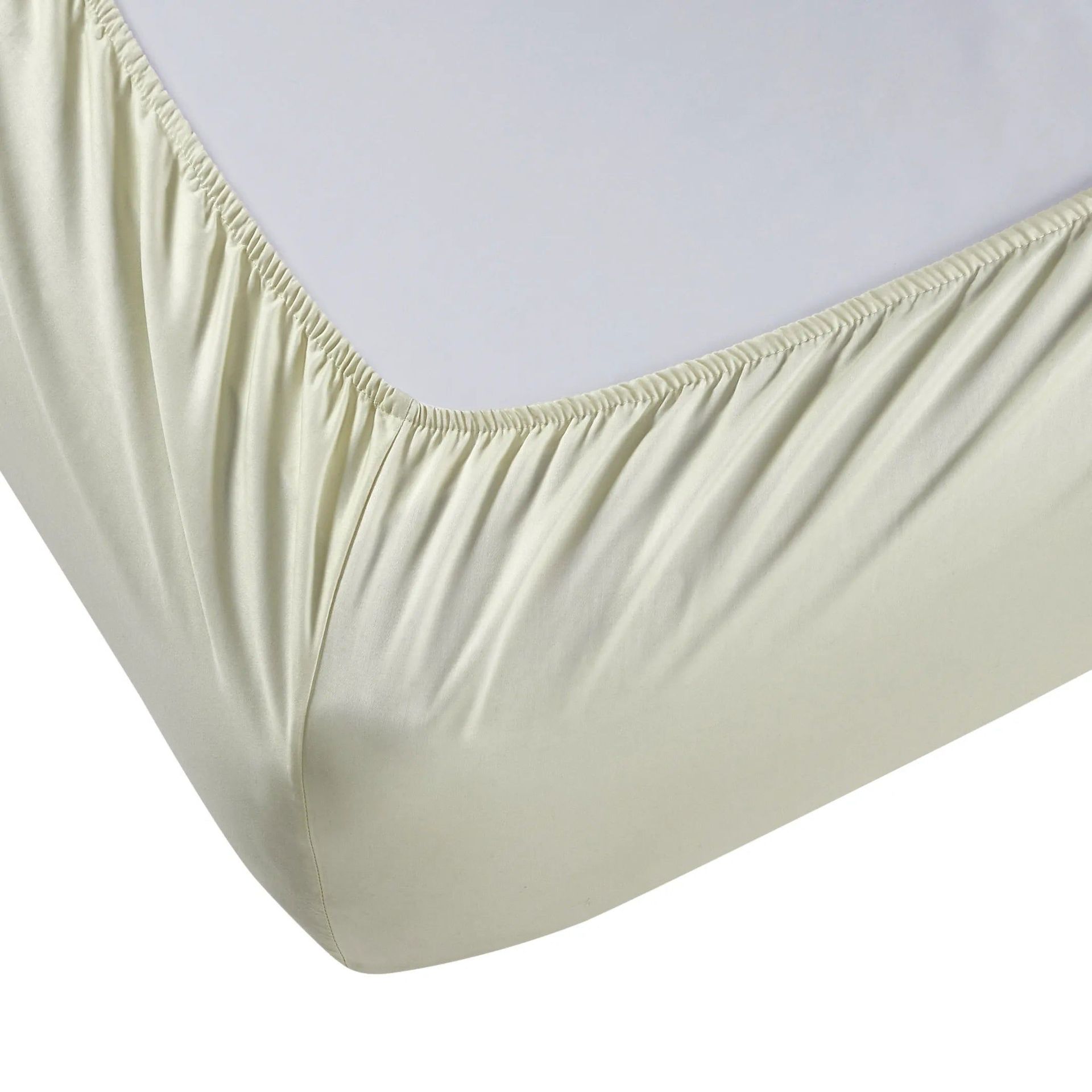 Solid Dyed 800 TC 100% Cotton Ivory King Fitted Sheet Set | Pelushe