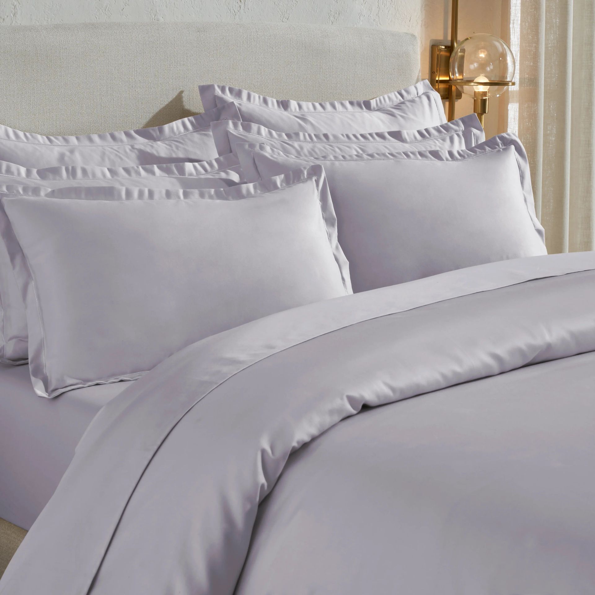 Solid Dyed 800 TC 100% Cotton Grey Lavender King Fitted Sheet Set | Pelushe