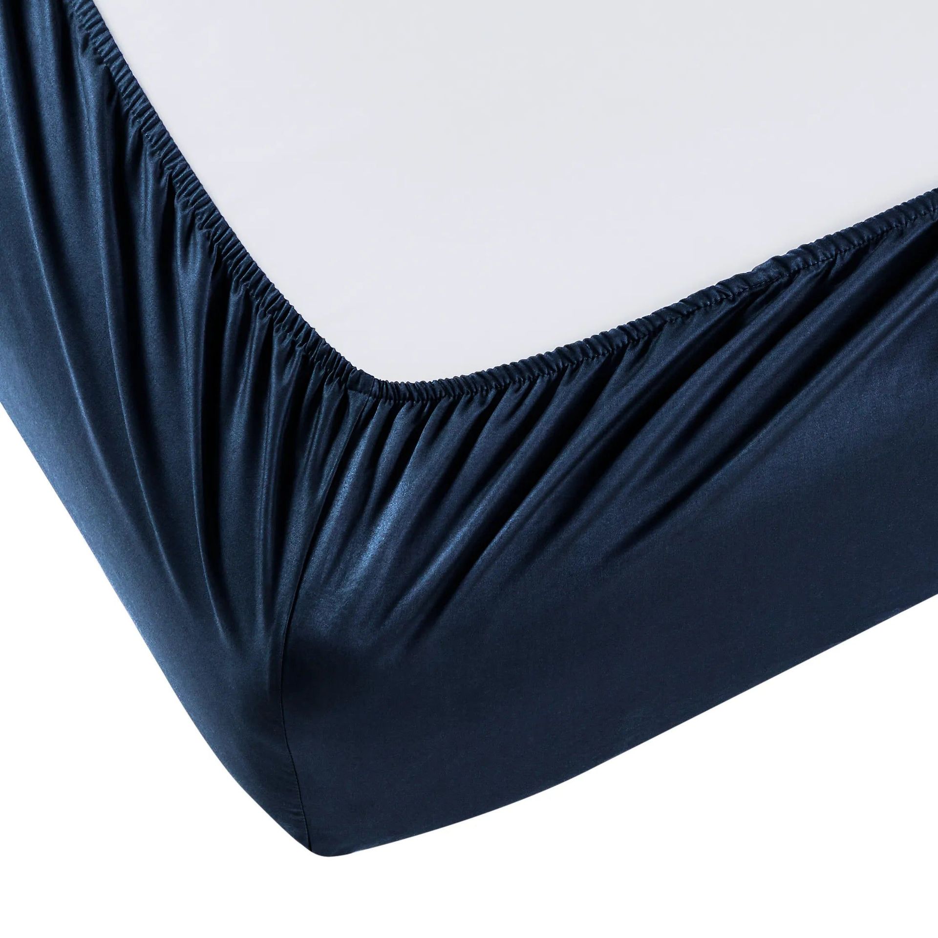 Solid Dyed 800 TC 100% Cotton Navy King Fitted Sheet Set | Pelushe
