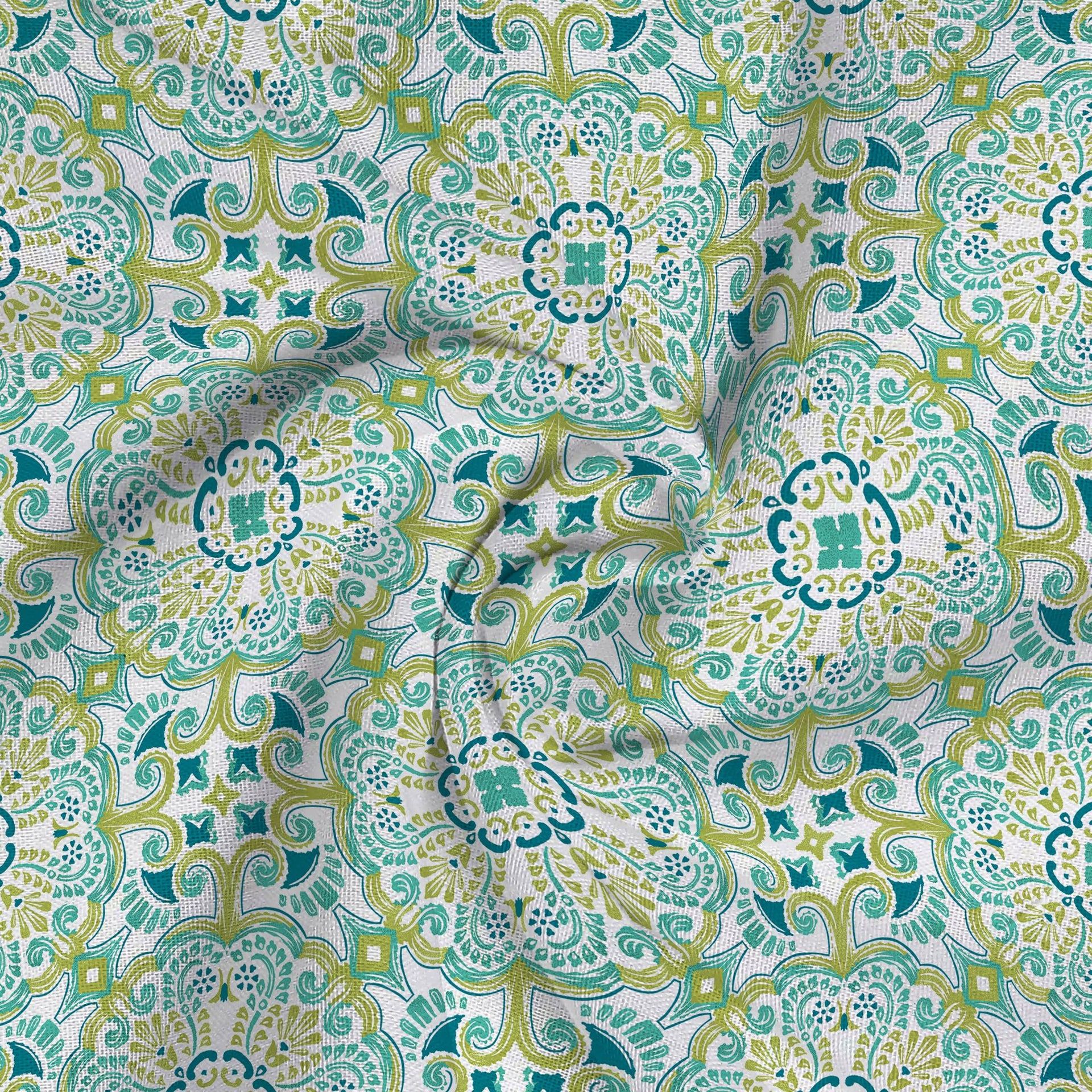 Ethnic 144 TC 100% Cotton Teal King Bedsheet Set | Pure Nest