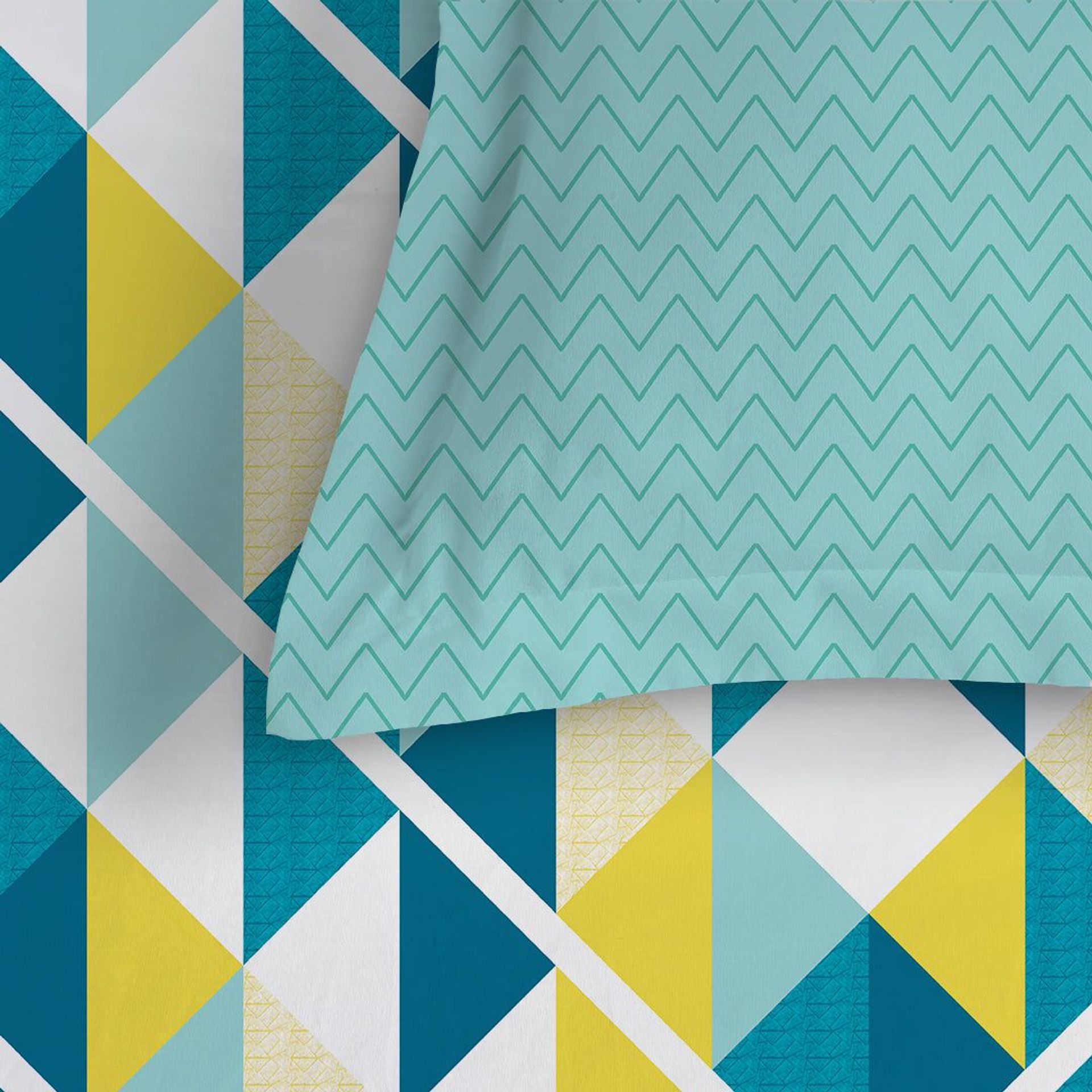 Geometric 144 TC 100% Cotton Tasello Teal King Bedsheet Set | Pure Nest