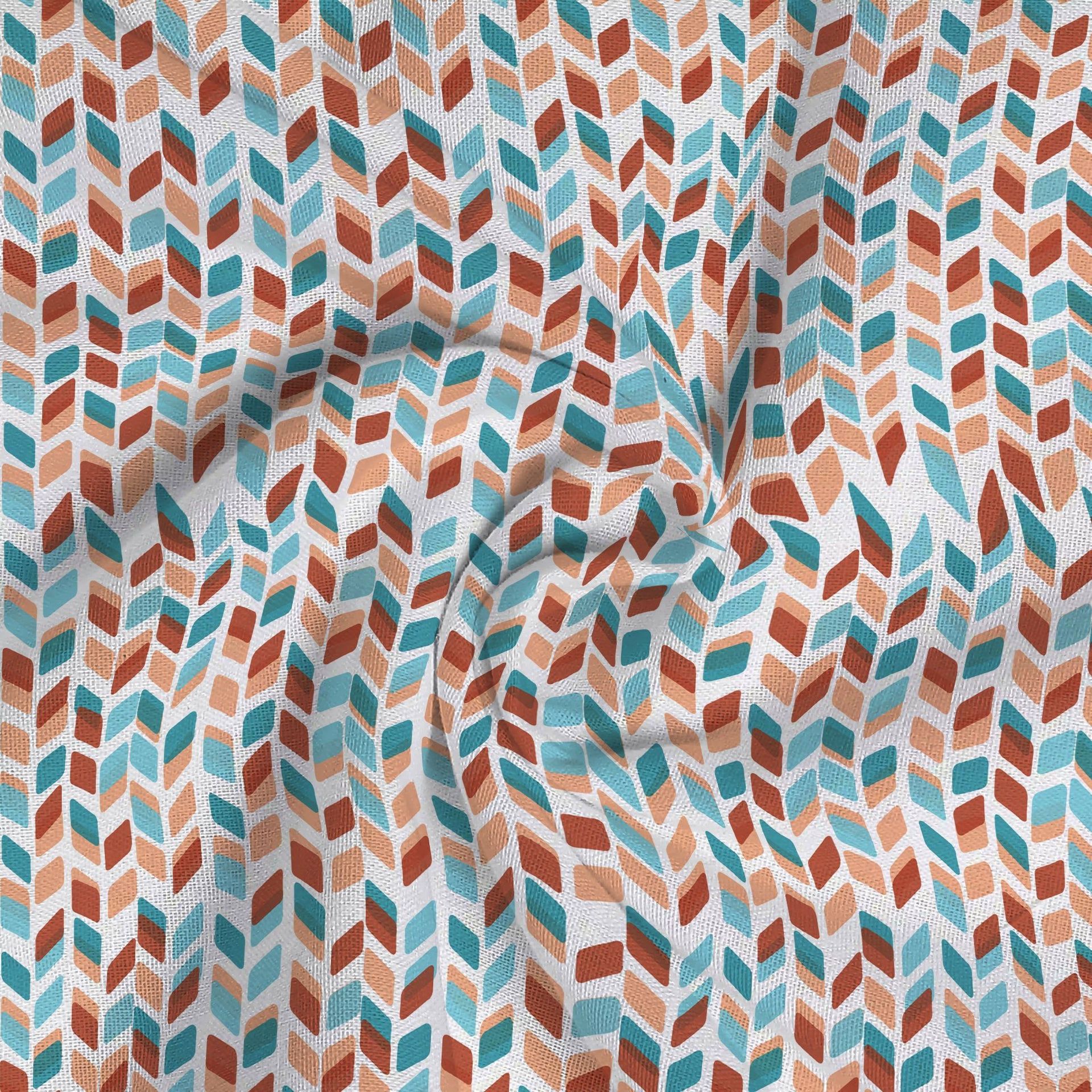 Geometric 144 TC 100% Cotton Blue Rust King Bedsheet Set | Pure Nest