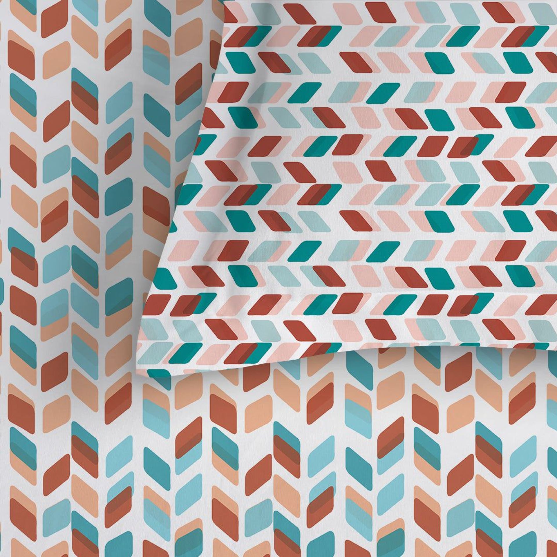Geometric 144 TC 100% Cotton Blue Rust King Bedsheet Set | Pure Nest