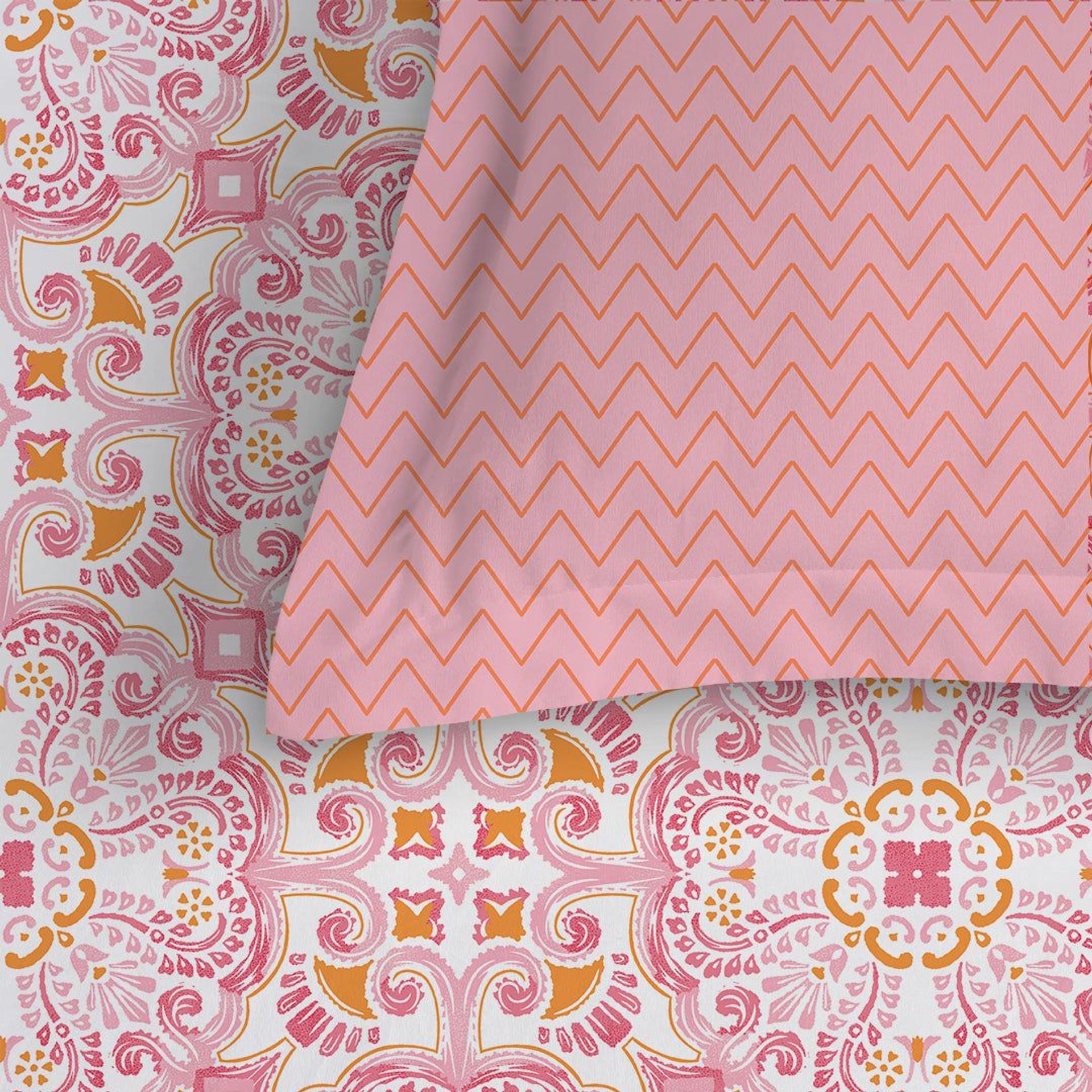 Ethnic 144 TC 100% Cotton Pink King Fitted Sheet Set | Pure Nest