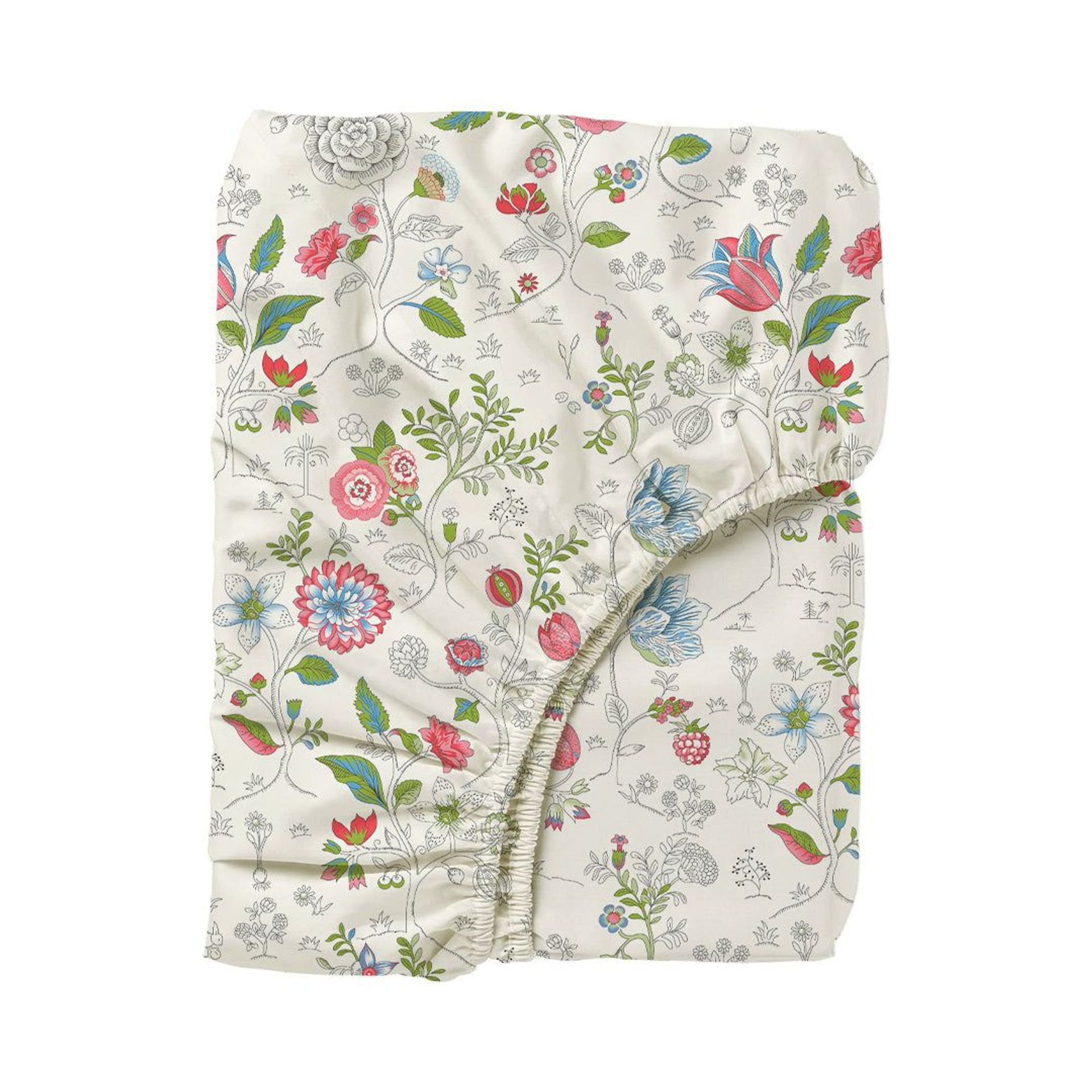 Floral 144 TC 100% Cotton Peach Queen Fitted Sheet Set | Pure Nest