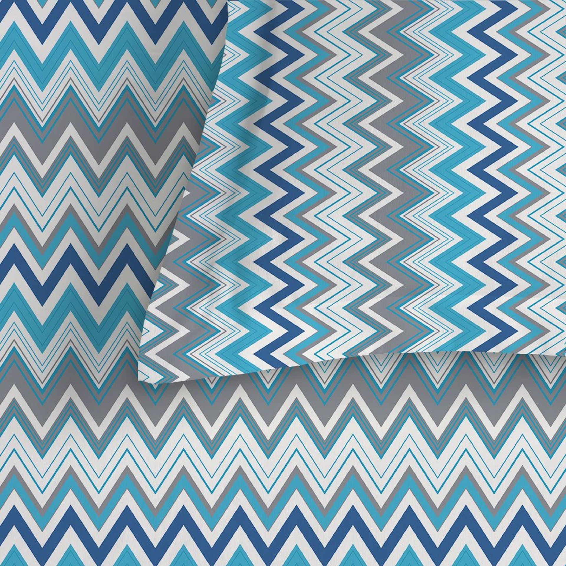 Geometric 144 TC 100% Cotton Blue Queen Fitted Sheet Set | Pure Nest