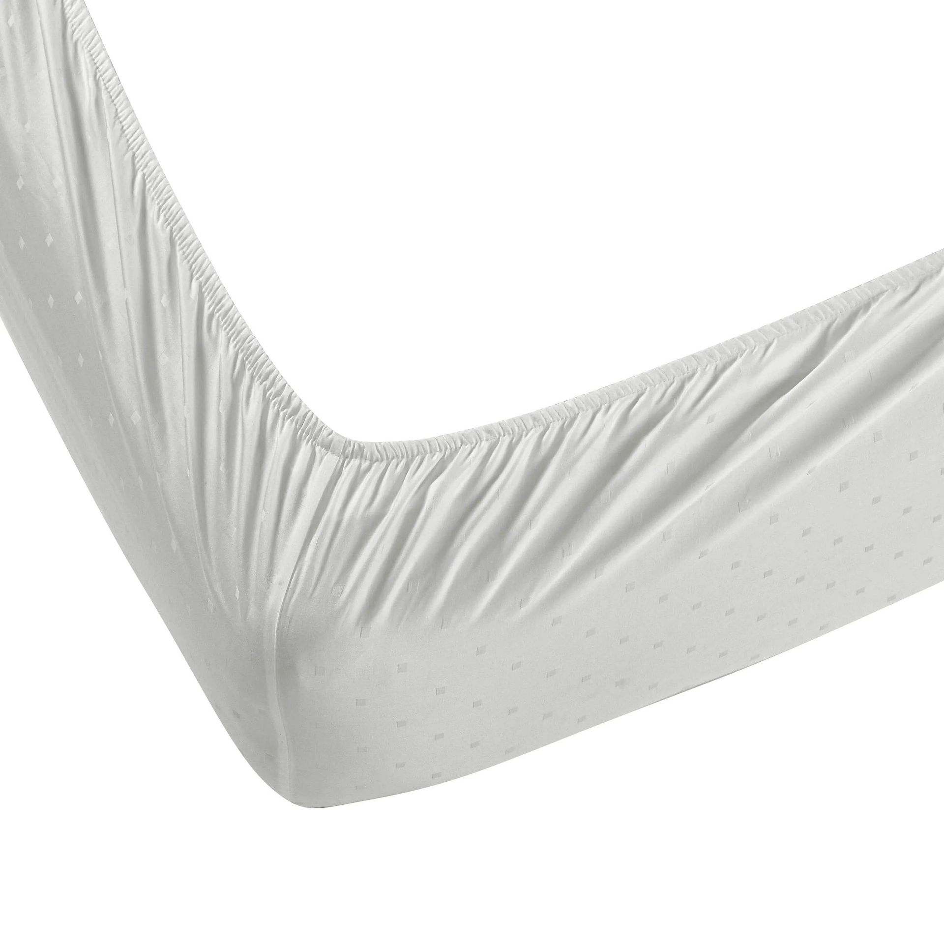 Solid Dyed 1000 TC 100% Cotton White King Fitted Sheet Set | Ricaso